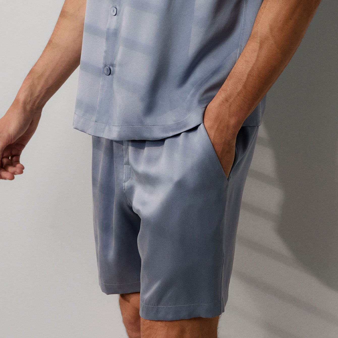 Men's Washable Silk Button Up Short Set、mySite、bengalsvssteelers