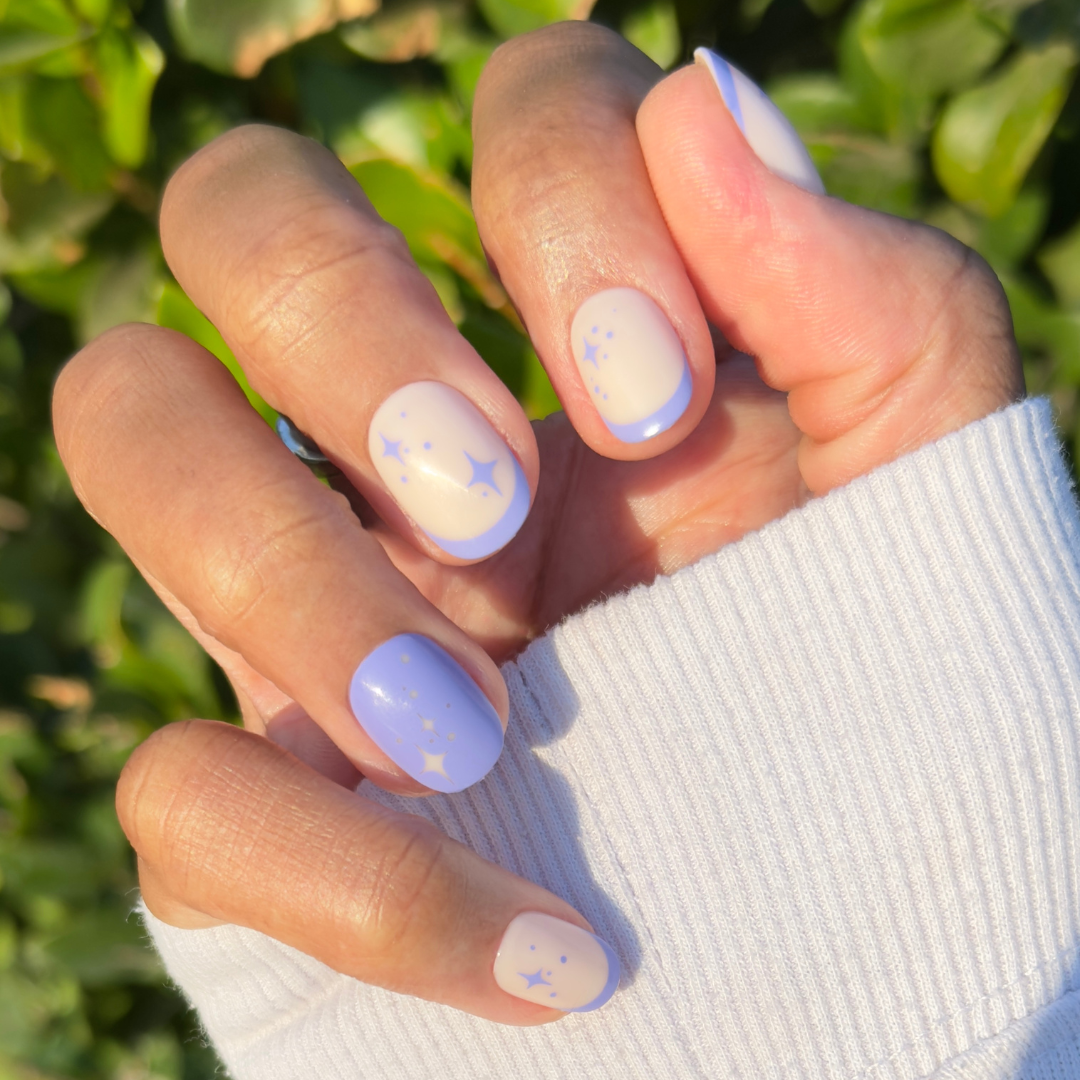 Mixed Purple Sparkle | Extra Short | Round - Tab Press-On、mySite、solidvoid