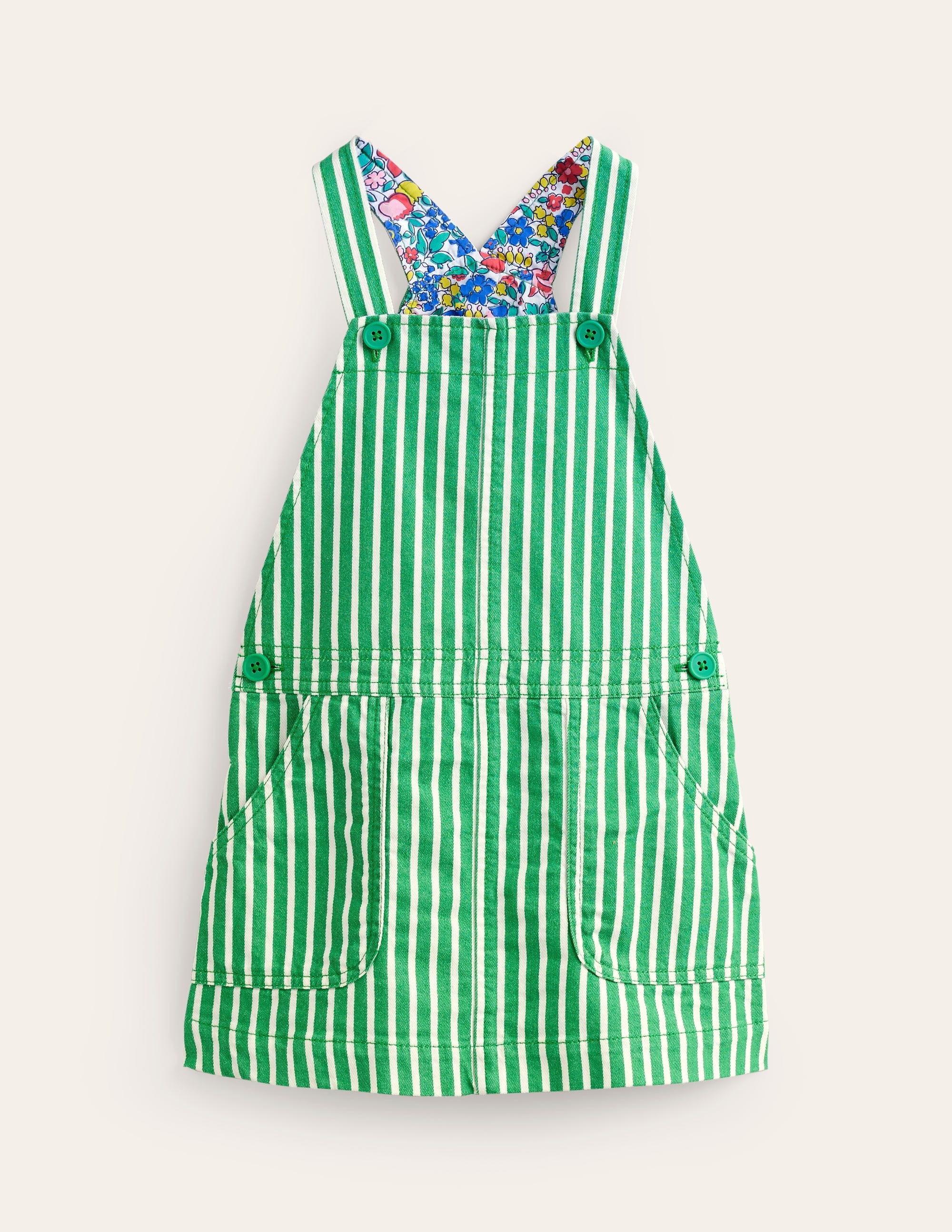  Dungaree Dress-Runner Bean / Ivory Stripe、mySite、ashleygrahame