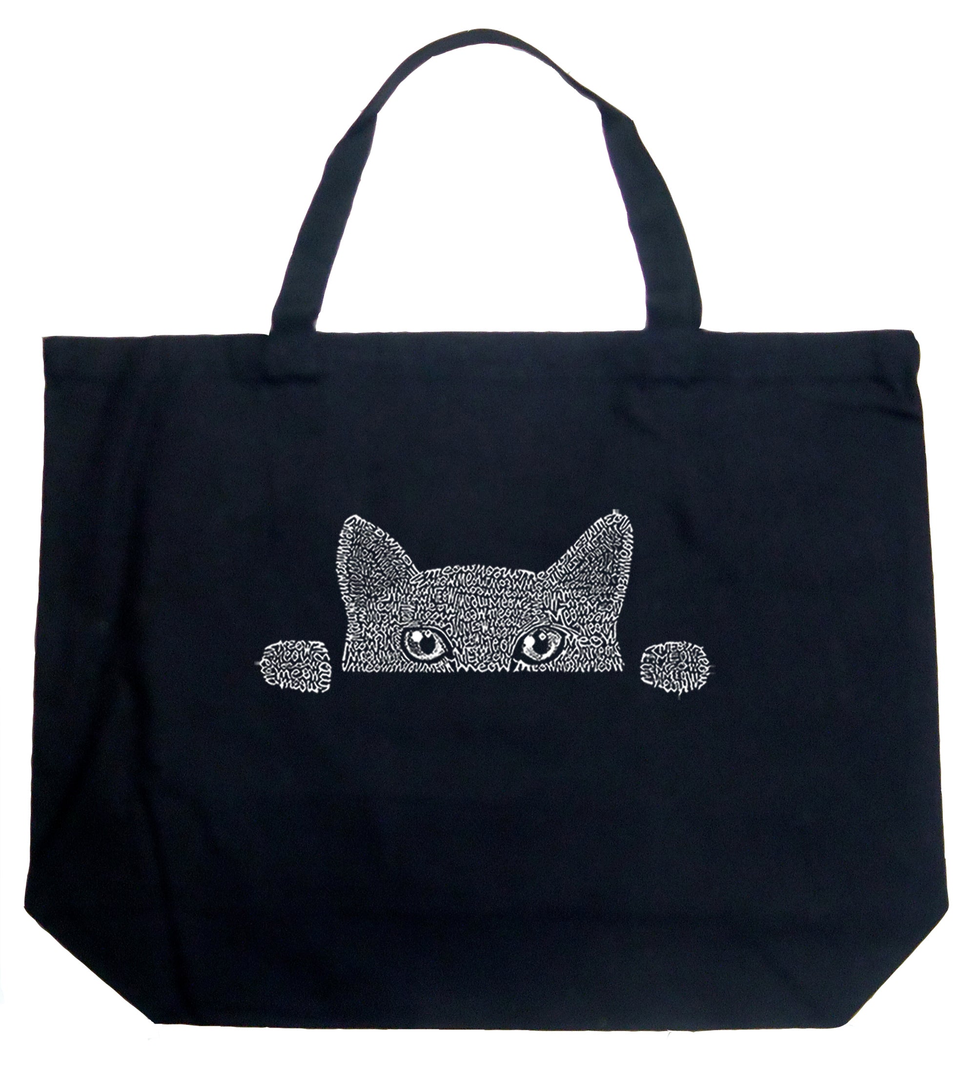 Peeking Cat - Large Word Art Tote Bag、mySite、camillekostekn