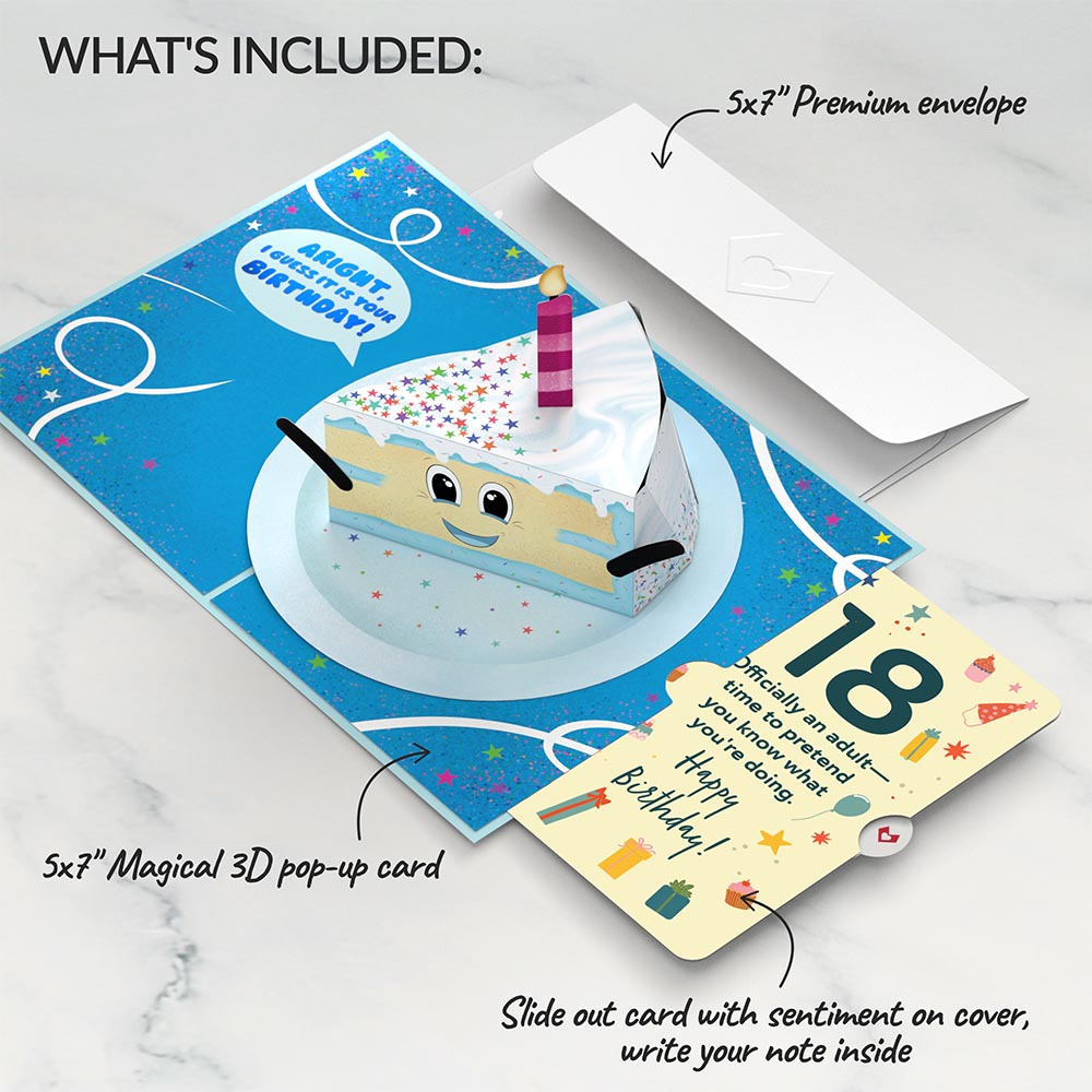 Whimsical 18th Birthday Cake Slice Pop-Up Card and Sentiment Set、mySite、solidvoid