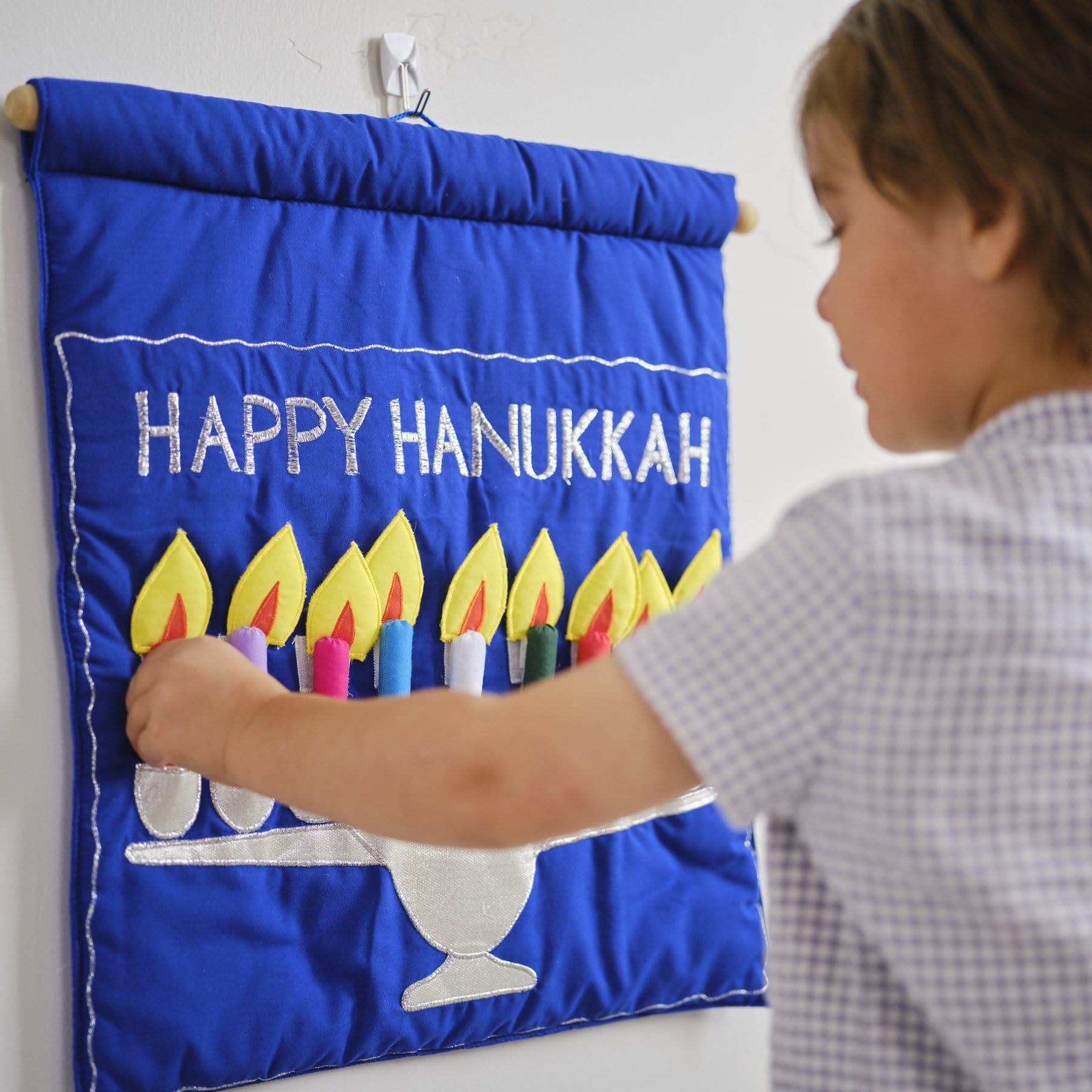Happy Hanukkah Menorah Wall Hanging - Blue、mySite、topwebapps