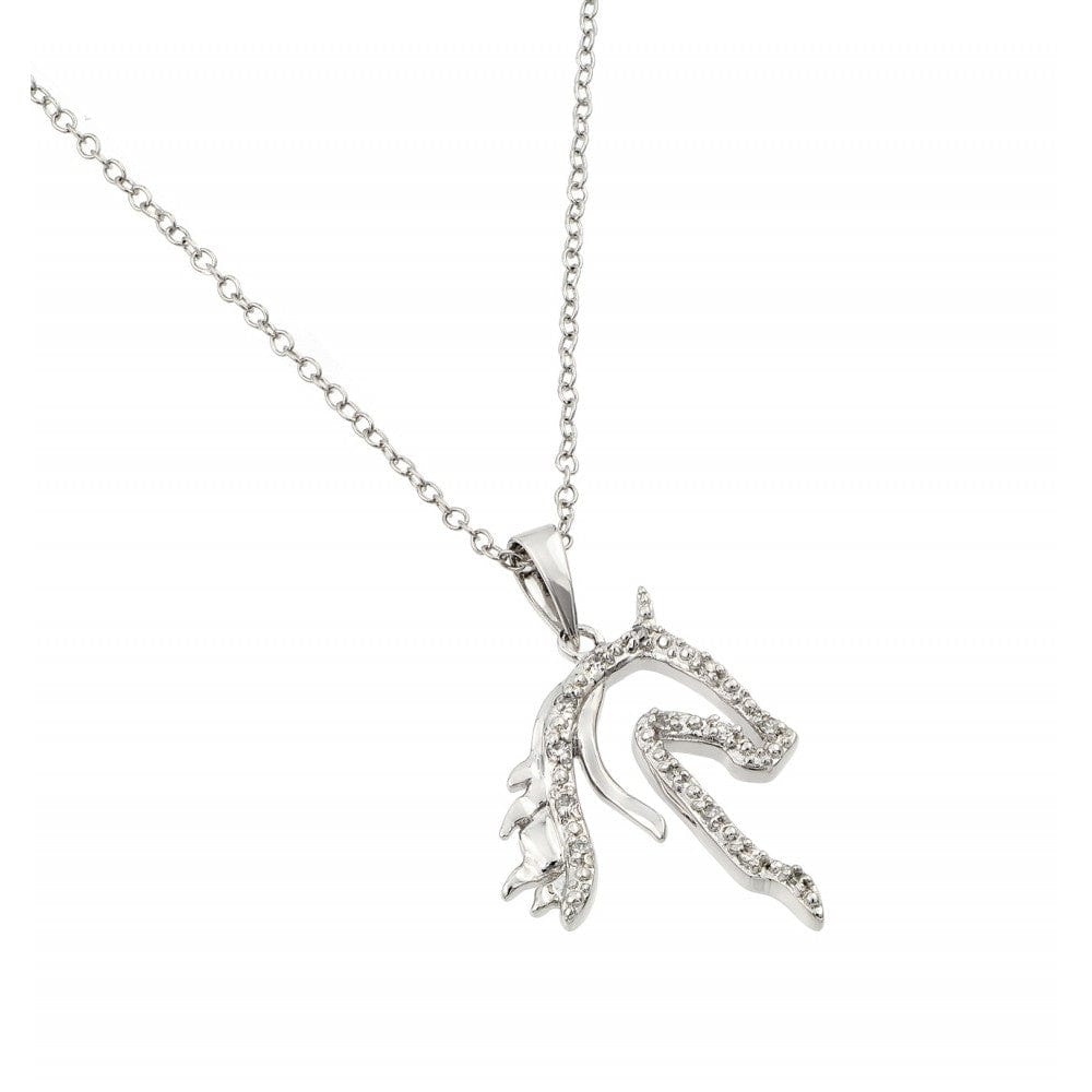 Horse Necklace Sterling Silver with Sparkling CZ、mySite、g9winljtr