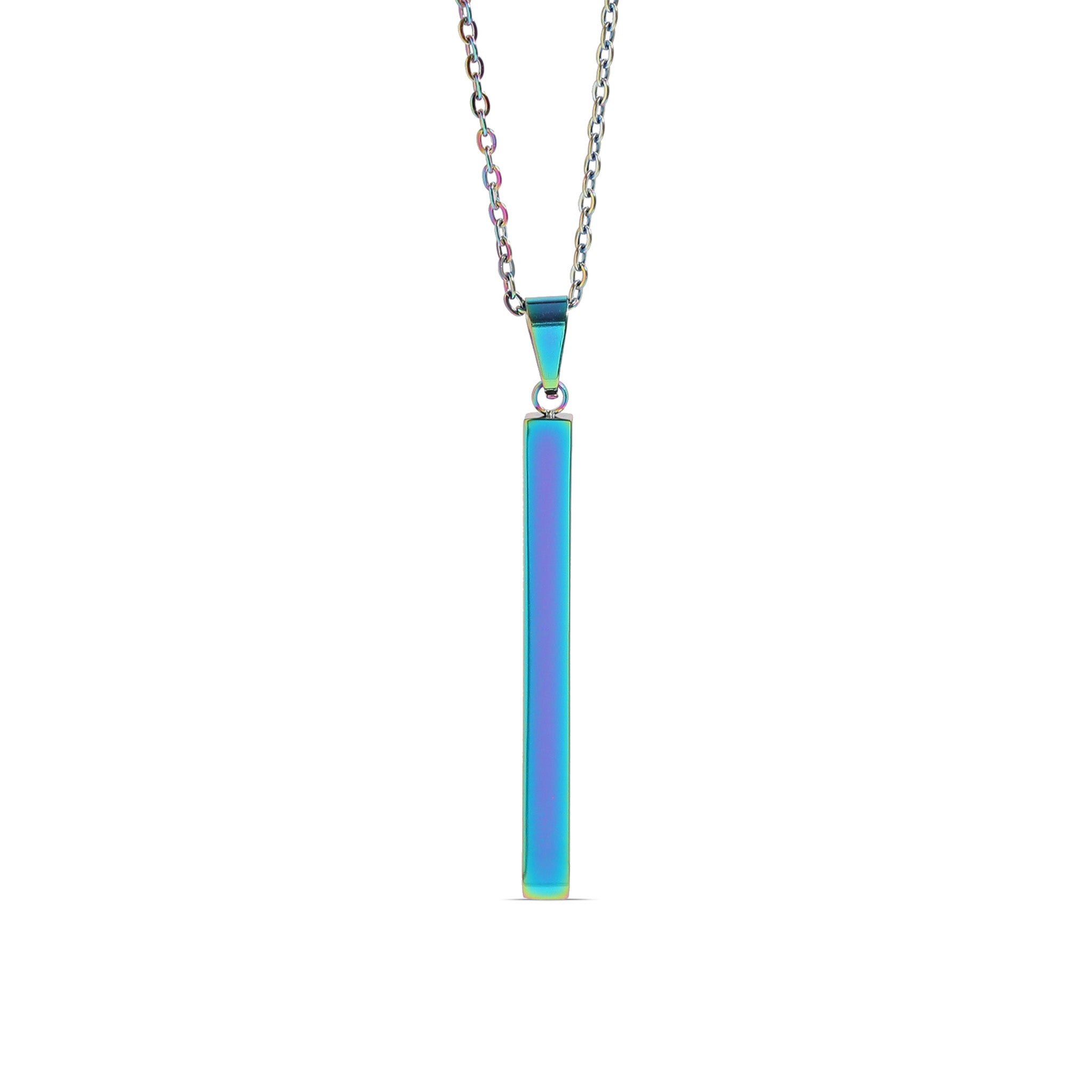 Square 4 Sided Vertical Bar Polished Stainless Steel Necklace With Top Bail / SBB0134、mySite、dreamappss