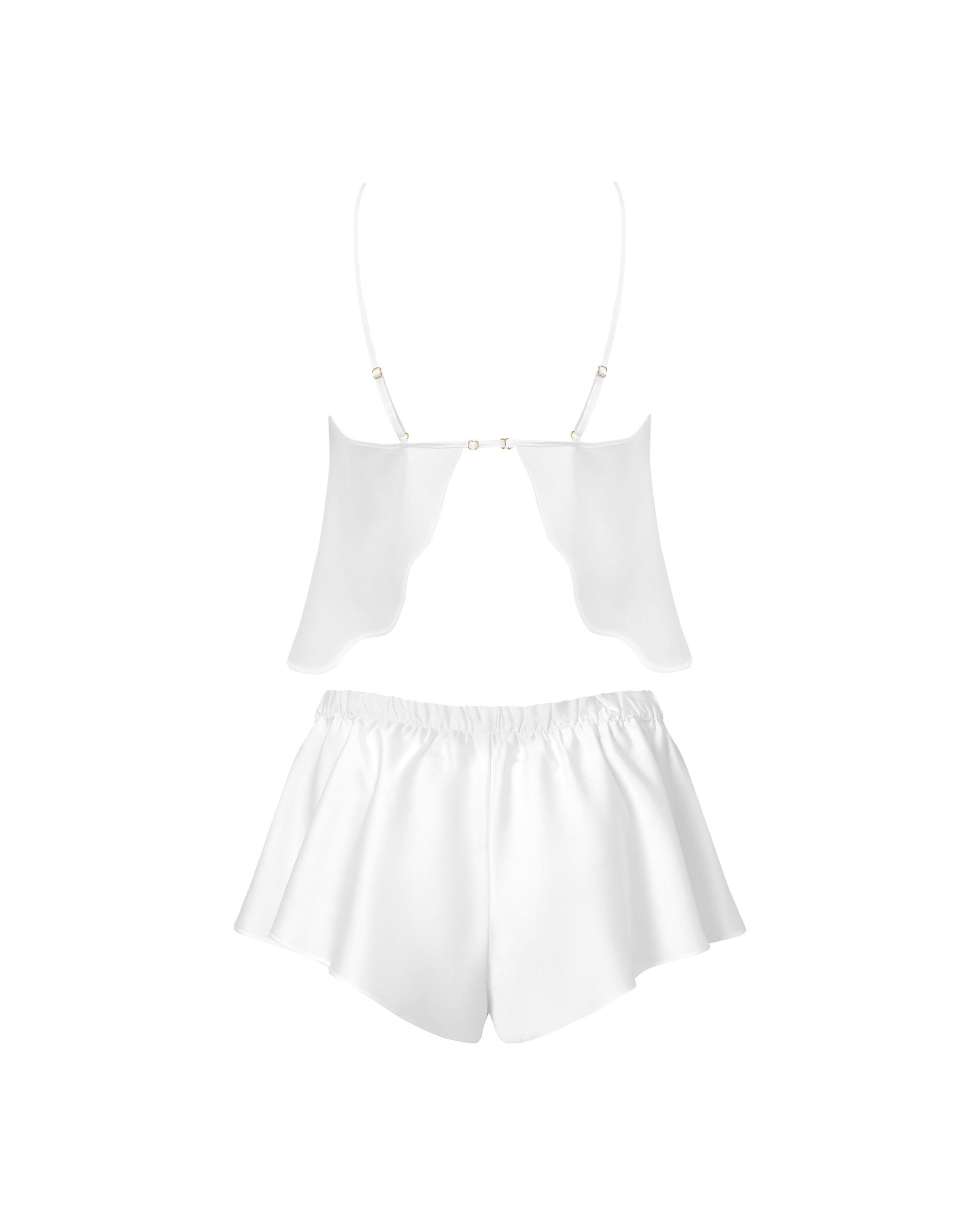 Leonora Luxury Satin Cami and Short Set White/Sheer、mySite、bengalsvssteelers