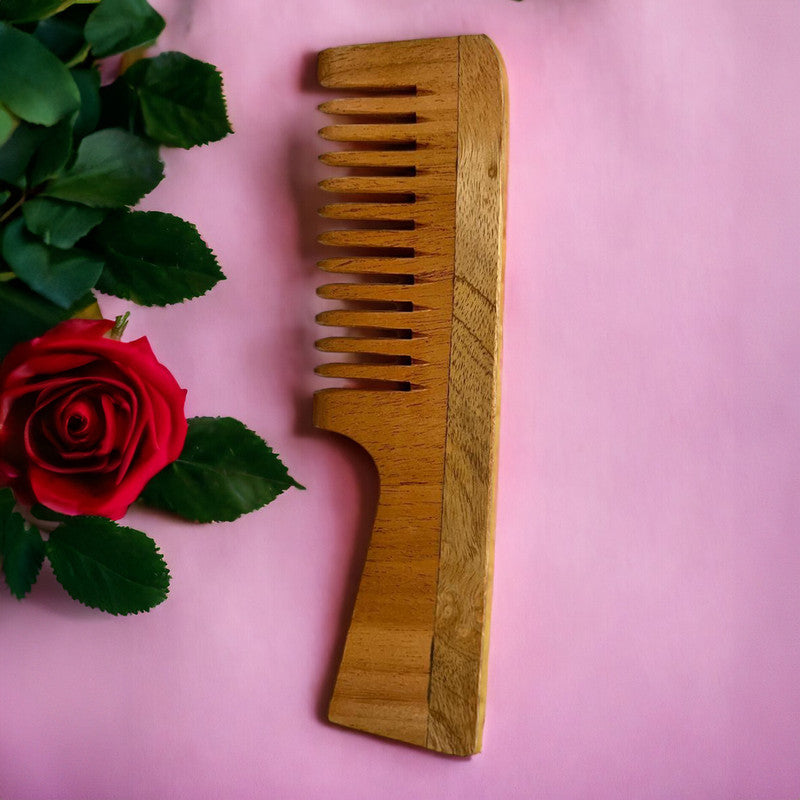 Neem Wooden Comb | Wide Tooth & Handle Comb | Set of 2、mySite、camillekostekn
