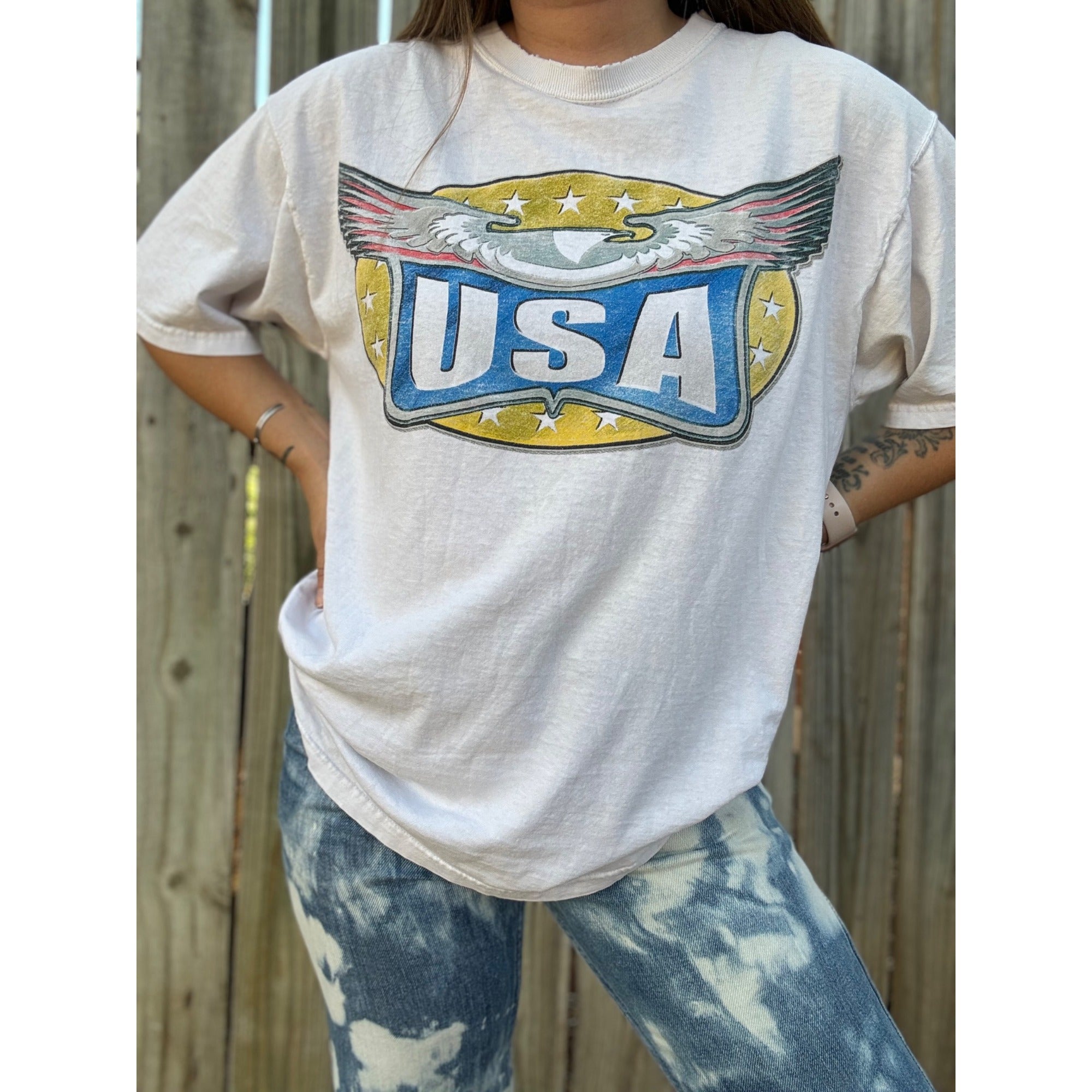 90's Don't Mess With The U.S. Eagle Graphic Tee T-Shirt Large、mySite、garagedoors4me