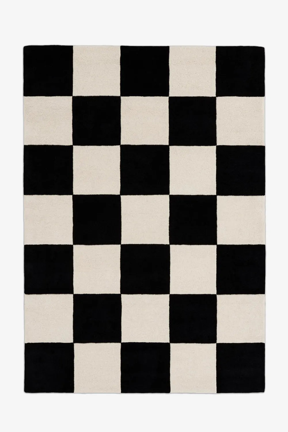 Black and White Large Checkered Hand Tufted Wool Area Rug、mySite、gigharbornorthrealestate