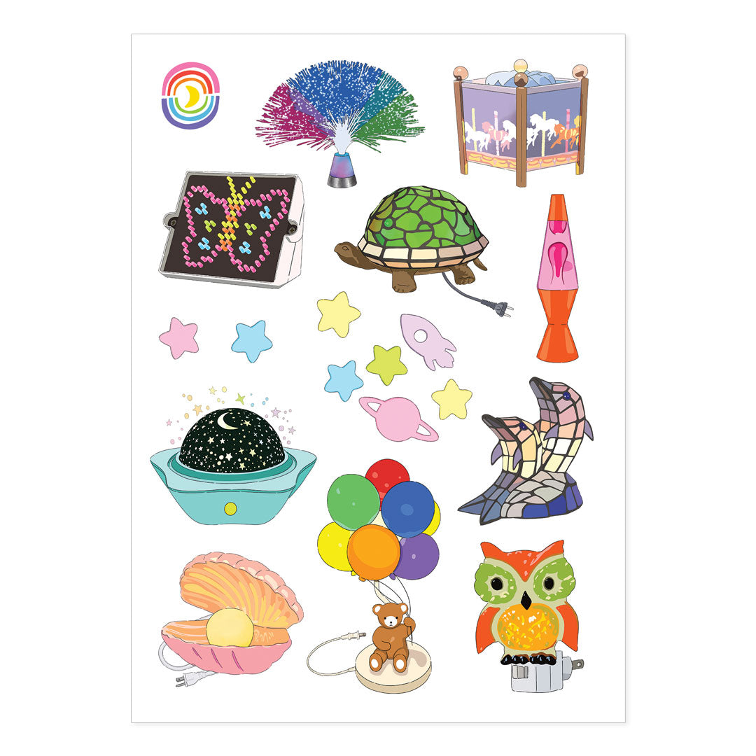  Retro Night Lights A6 Hologram Sticker Sheet、mySite、ghnorth