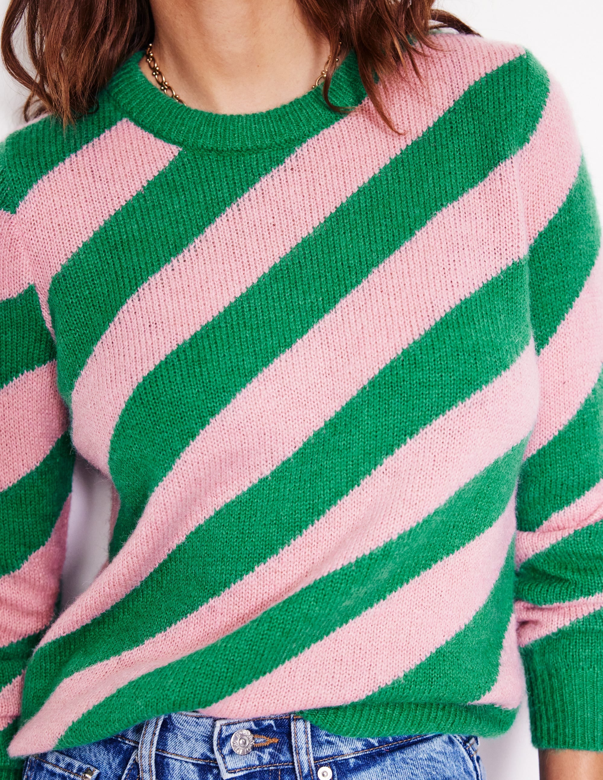  Fluffy Diagonal Stripe Jumper-Party Pink, Rich Emerald Green、mySite、ashleygrahame