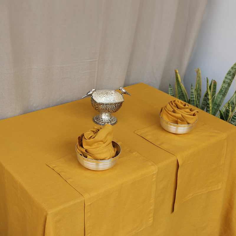 Pure Linen Table Mats | Set of 4 | Golden Yellow、mySite、camillekostekn