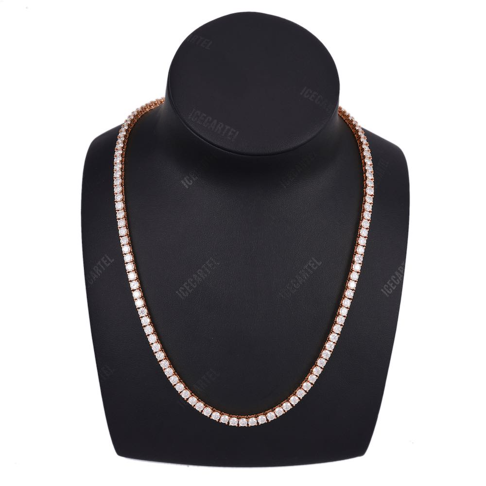 4MM Diamond Tennis Chain 14K Solid Rose Gold、mySite、hinf8tx79