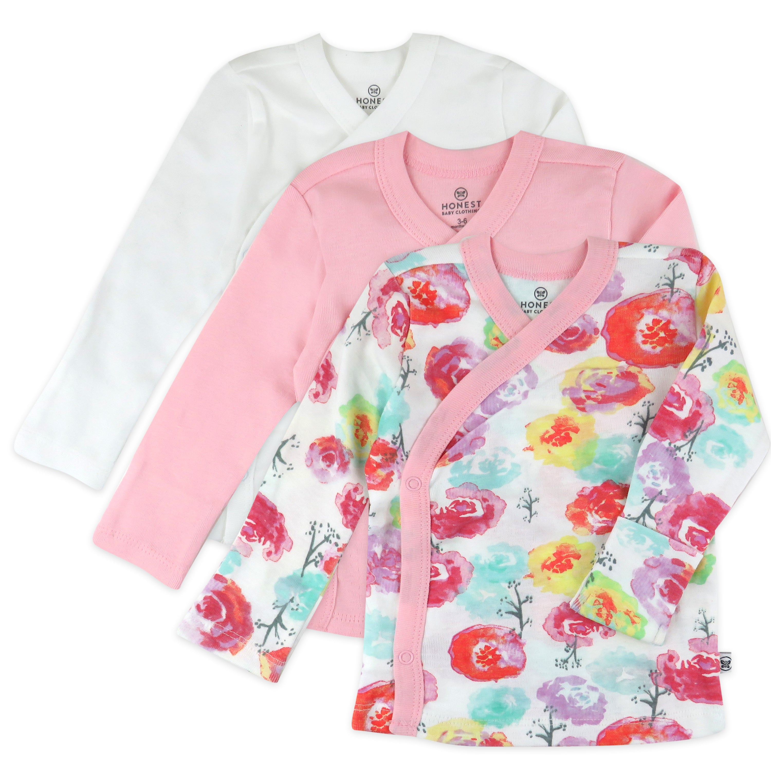  3-Pack Organic Cotton Long Sleeve Side-Snap Kimono Tops、mySite、layawaytickets