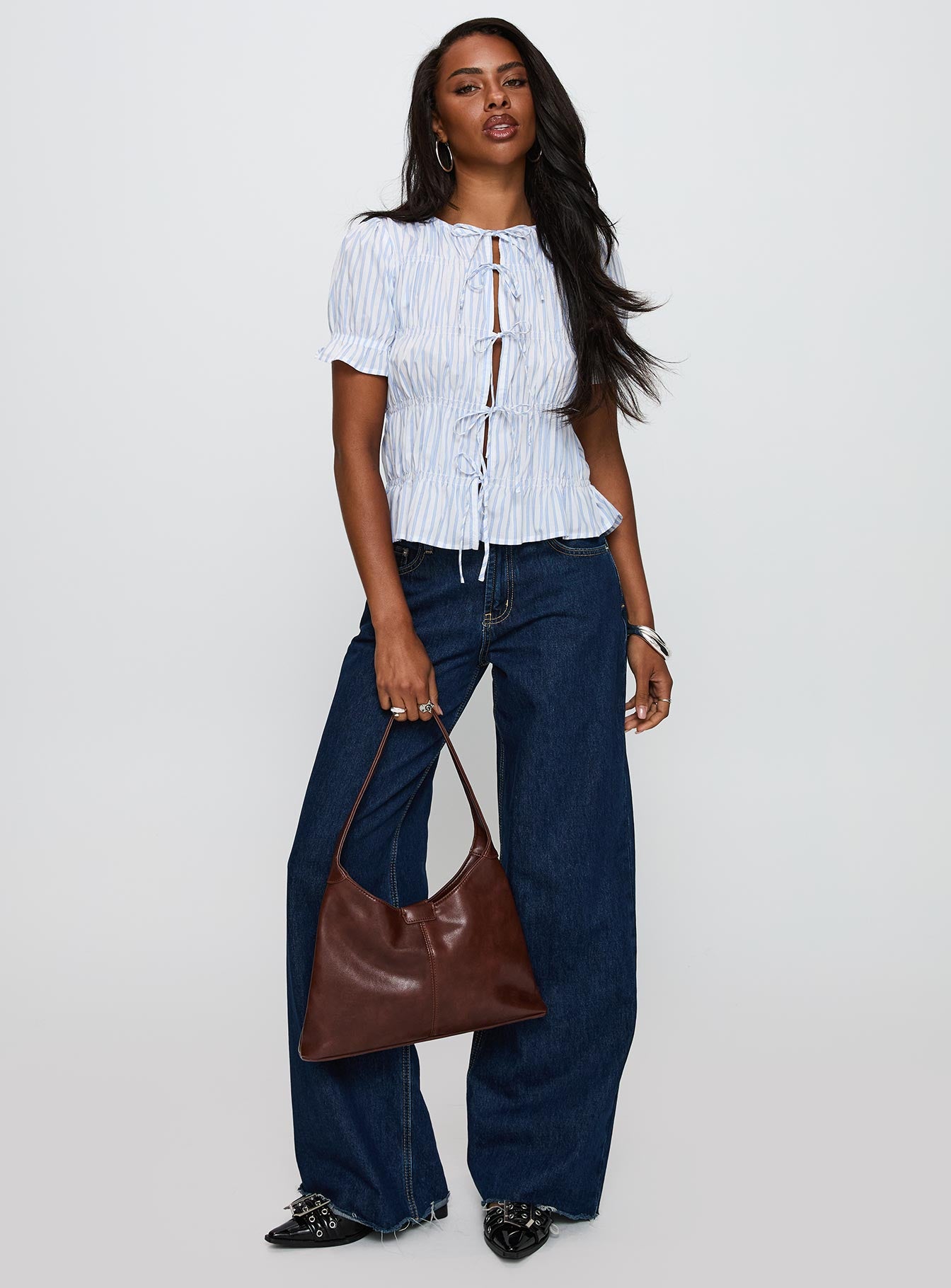 Alistair Bow Tie Top Blue / White Stripe、mySite、solidvoid