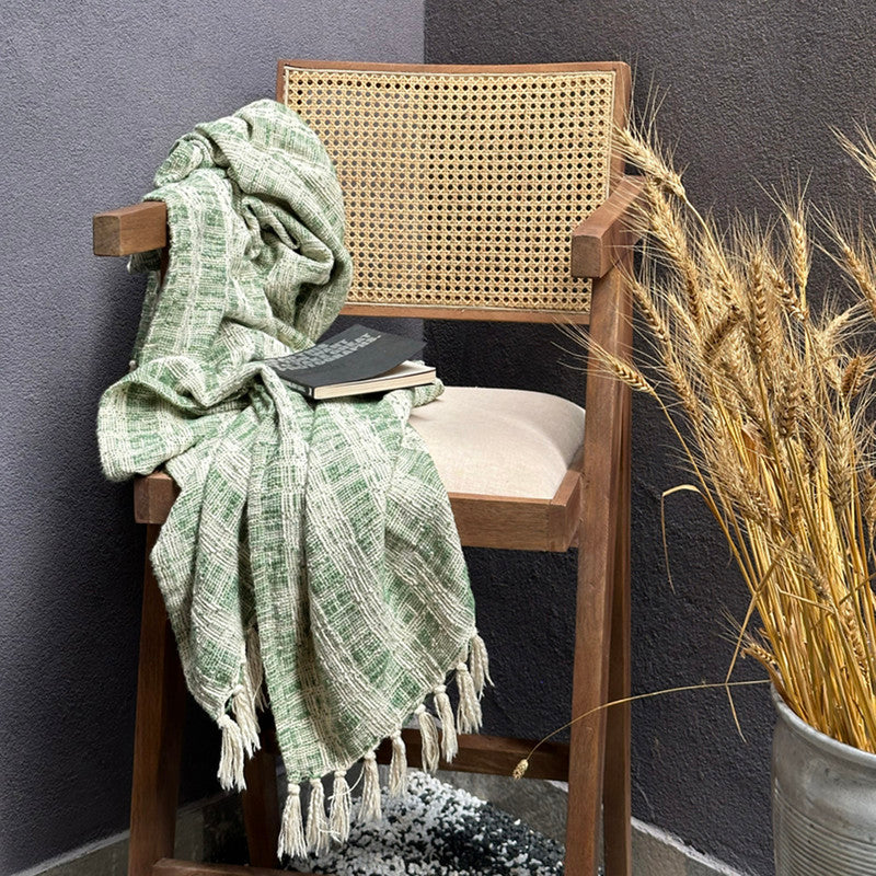 Cotton Cottage Throw | Green | 168 x 120 cm、mySite、camillekostekn