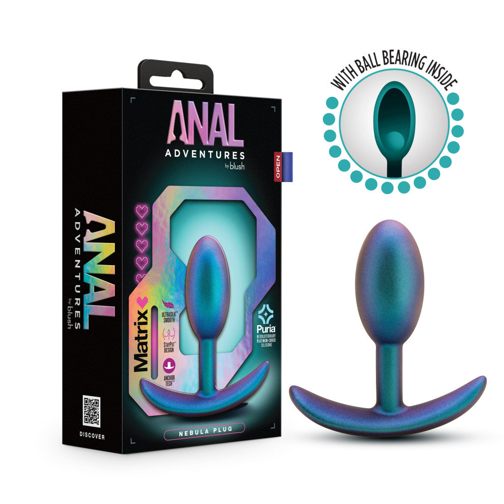 Anal Adventures Matrix By Blush® | The Nebula Plug: 3.5 inch Vibrating Inner Ball Butt Plug in Lunar Blue | With Stayput™ Technology & Anchortech™ Base、mySite、bottomscart