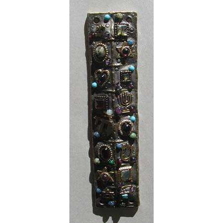 Michal Golan Abalone, Amethyst, Garnet, Turquoise Mezuzah、mySite、topwebapps
