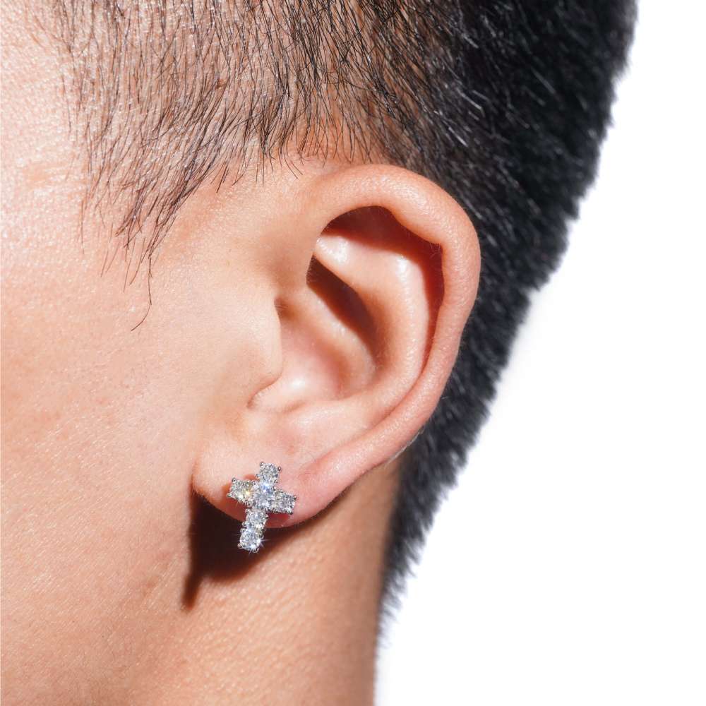 Medium Cross Moissanite Earrings 14K Gold、mySite、hinf8tx79