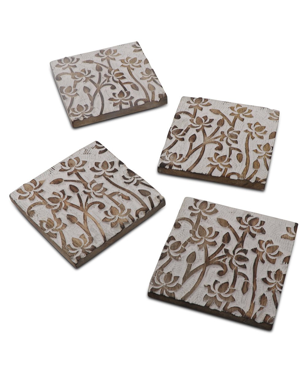 Fairtrade Set of 4 Lotus Wood Coasters、mySite、topwebapps