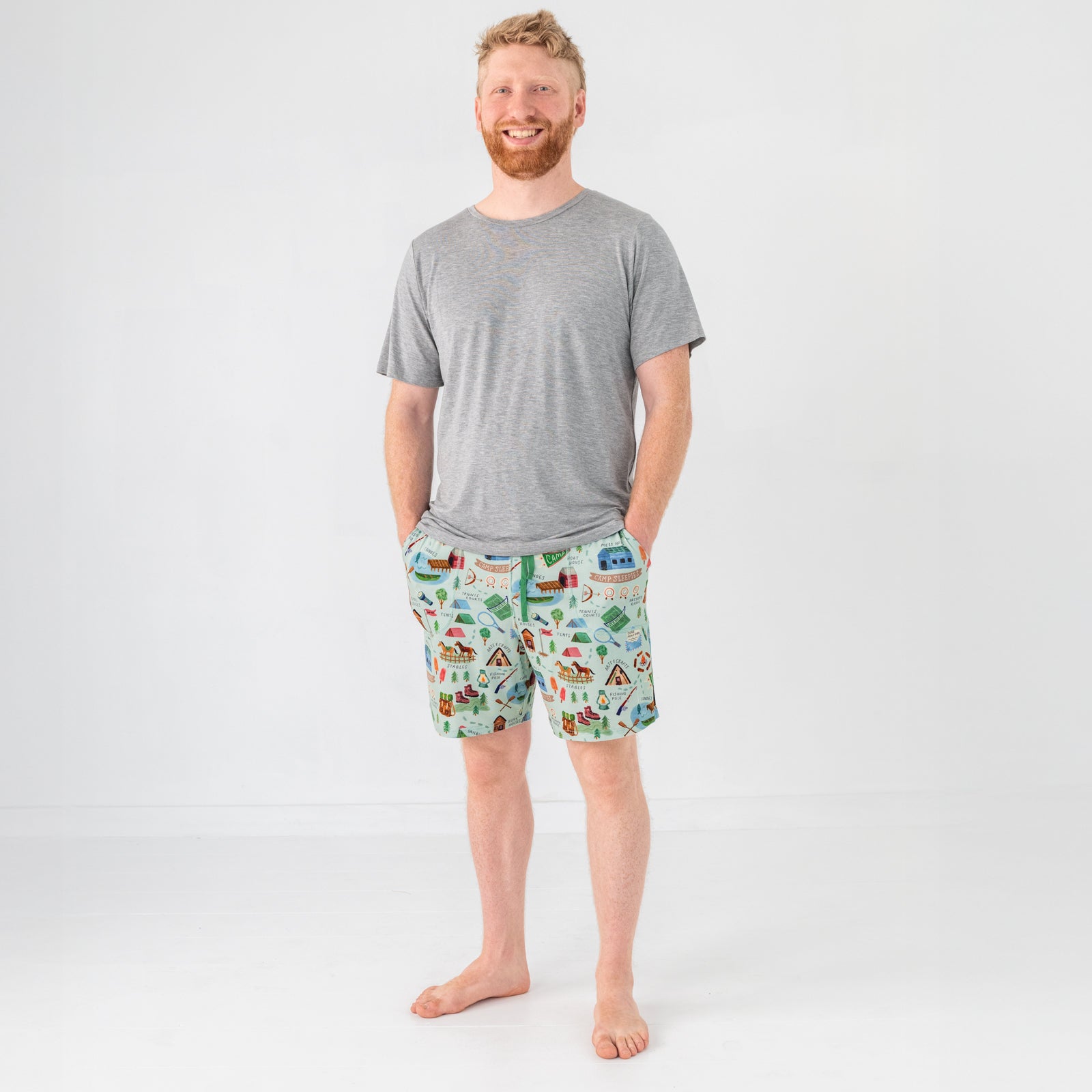 Heather Gray Men's Short Sleeve Pajama Top、mySite、g9winljtr