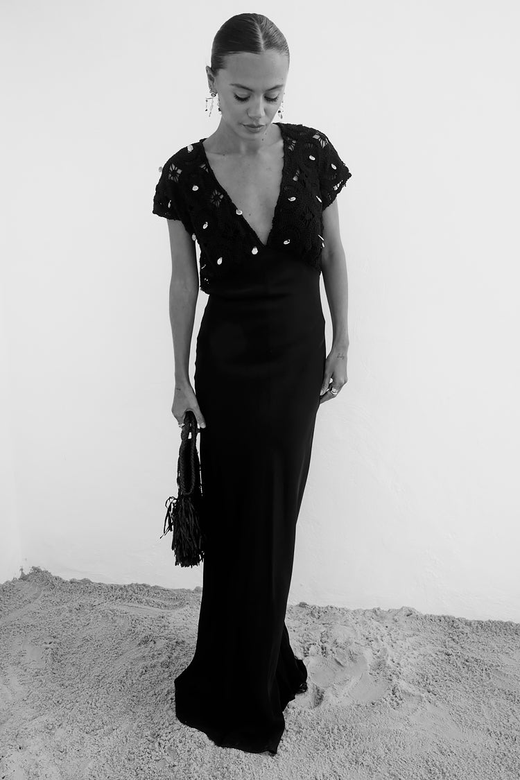 Black Crochet Shell Elodie Dress Petite、mySite、solidvoid