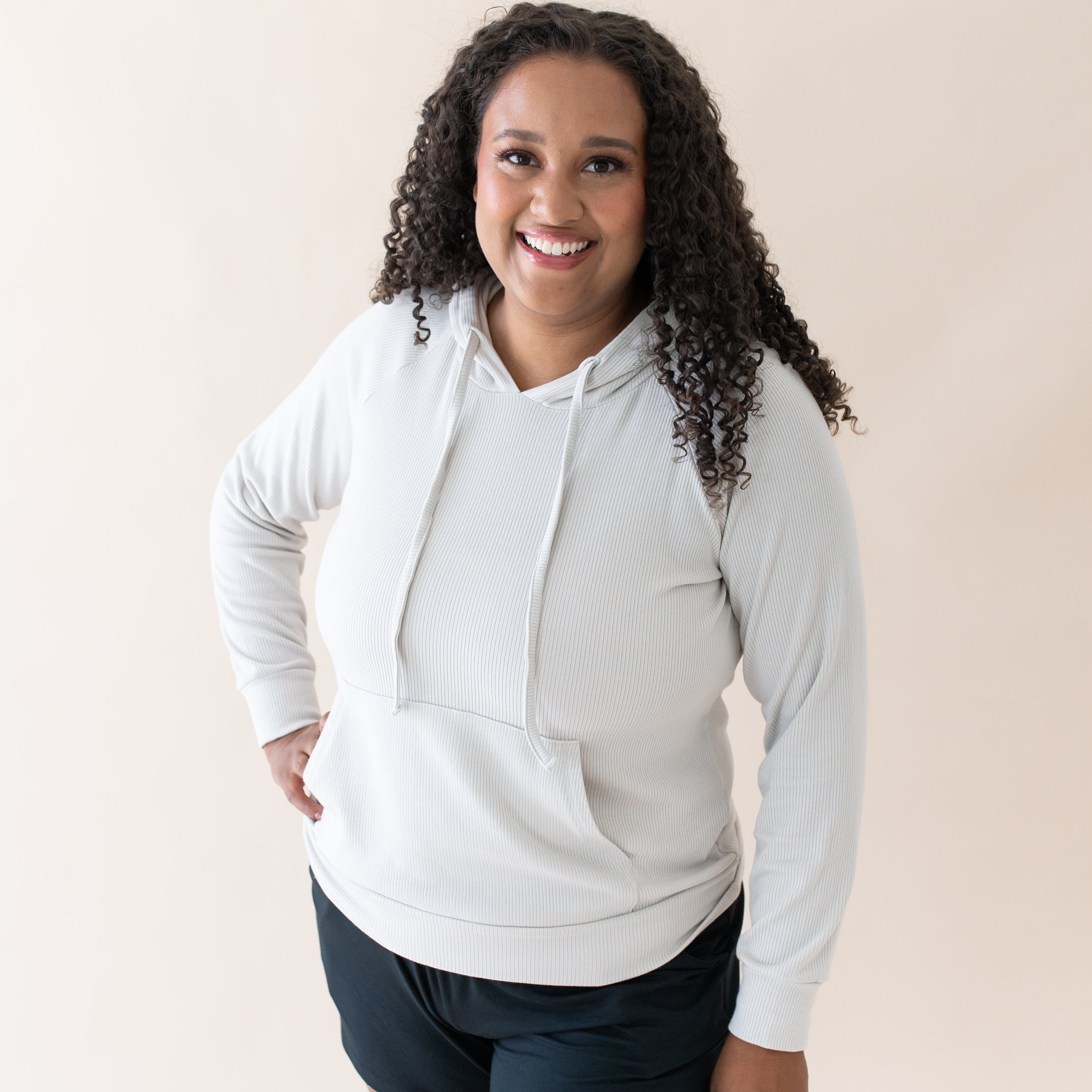  Women's Ribbed Hoodie in Oat、mySite、layawaytickets