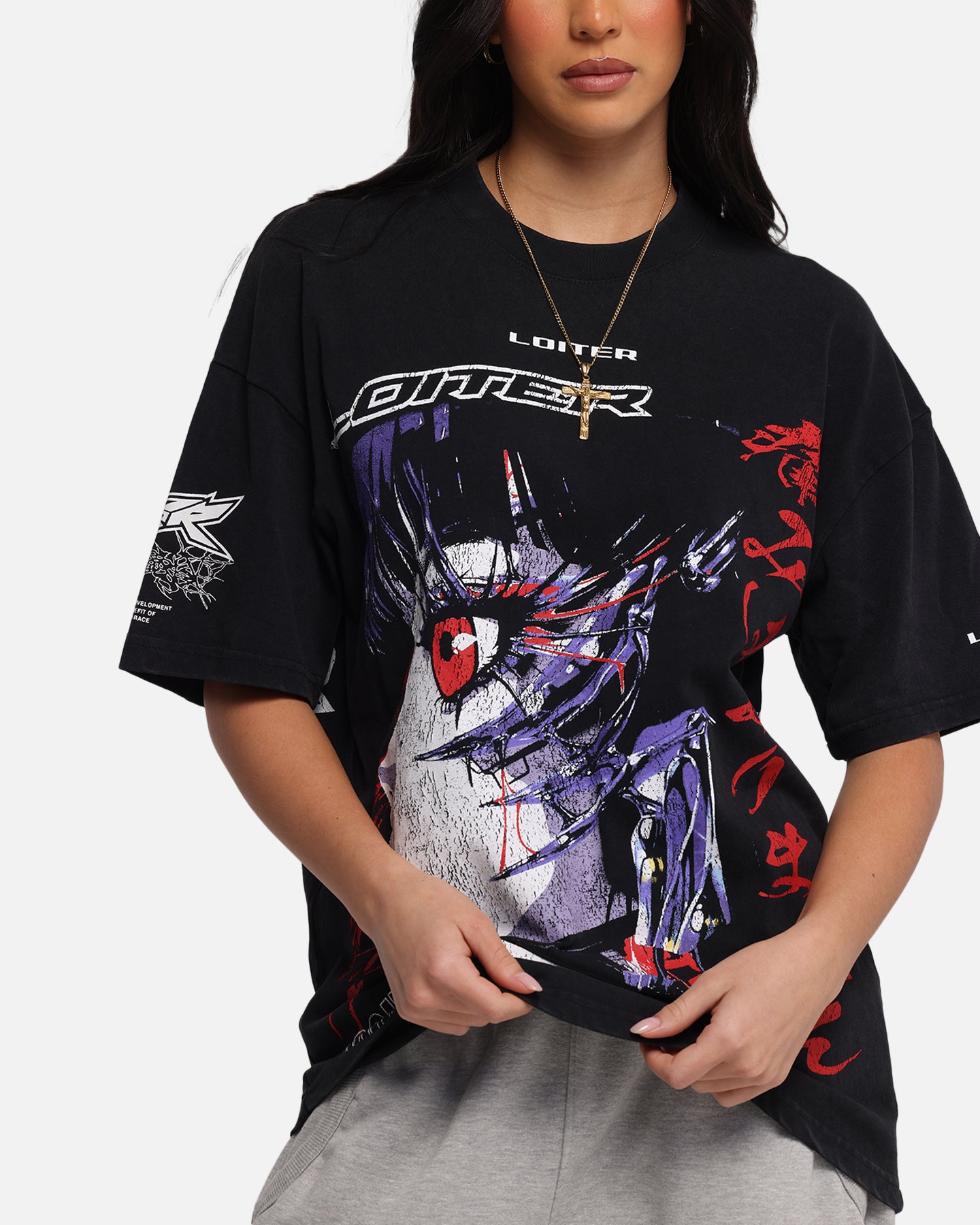 Loiter Cybernetics Vintage T-Shirt Black Acidwash、mySite、zt4zffjzw