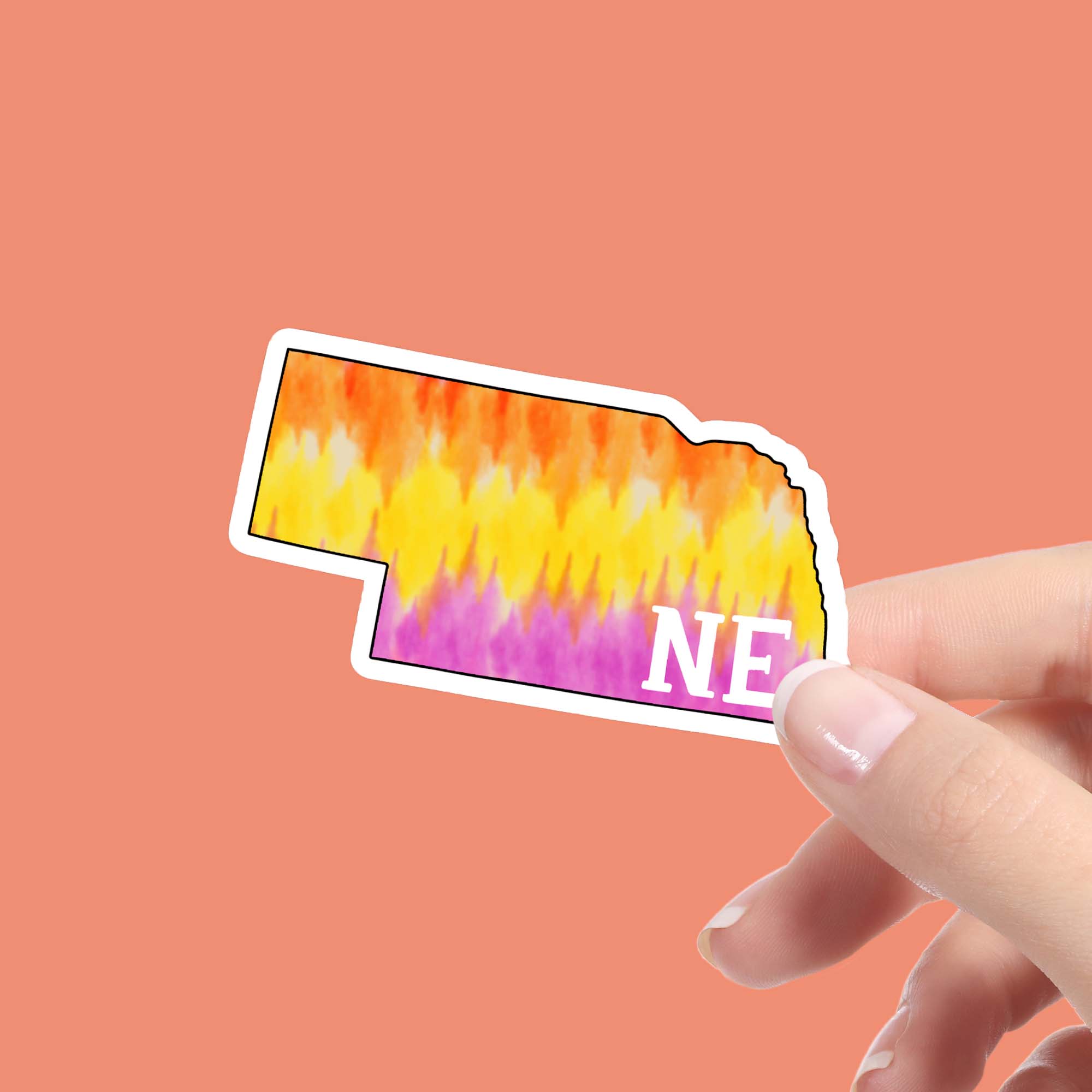  Nebraska Tie Dye Stripes Sticker、mySite、elrpsem3k