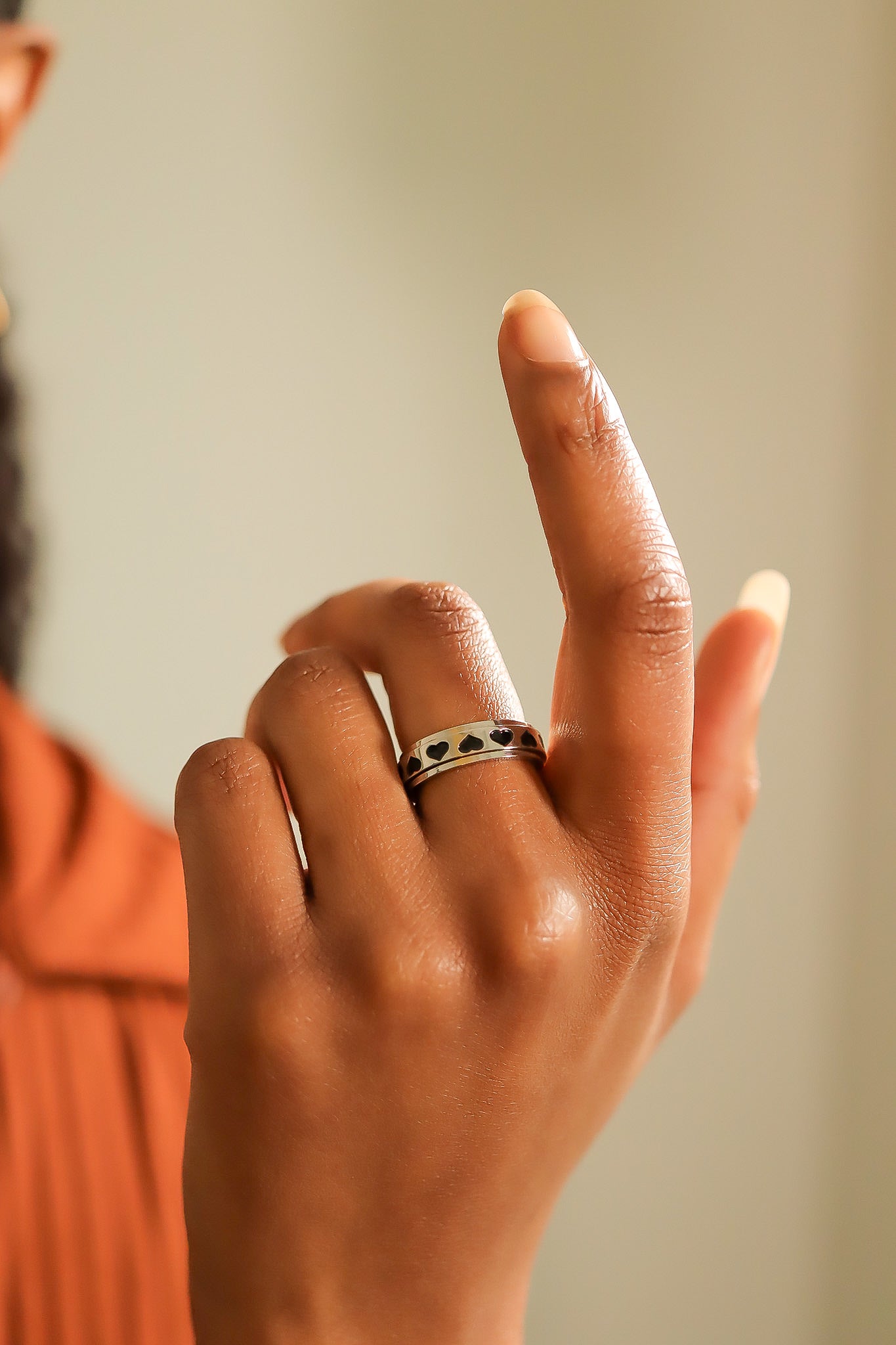 Stainless Steel Black Hearts Spinner Ring / SRJ2246、mySite、dreamappss