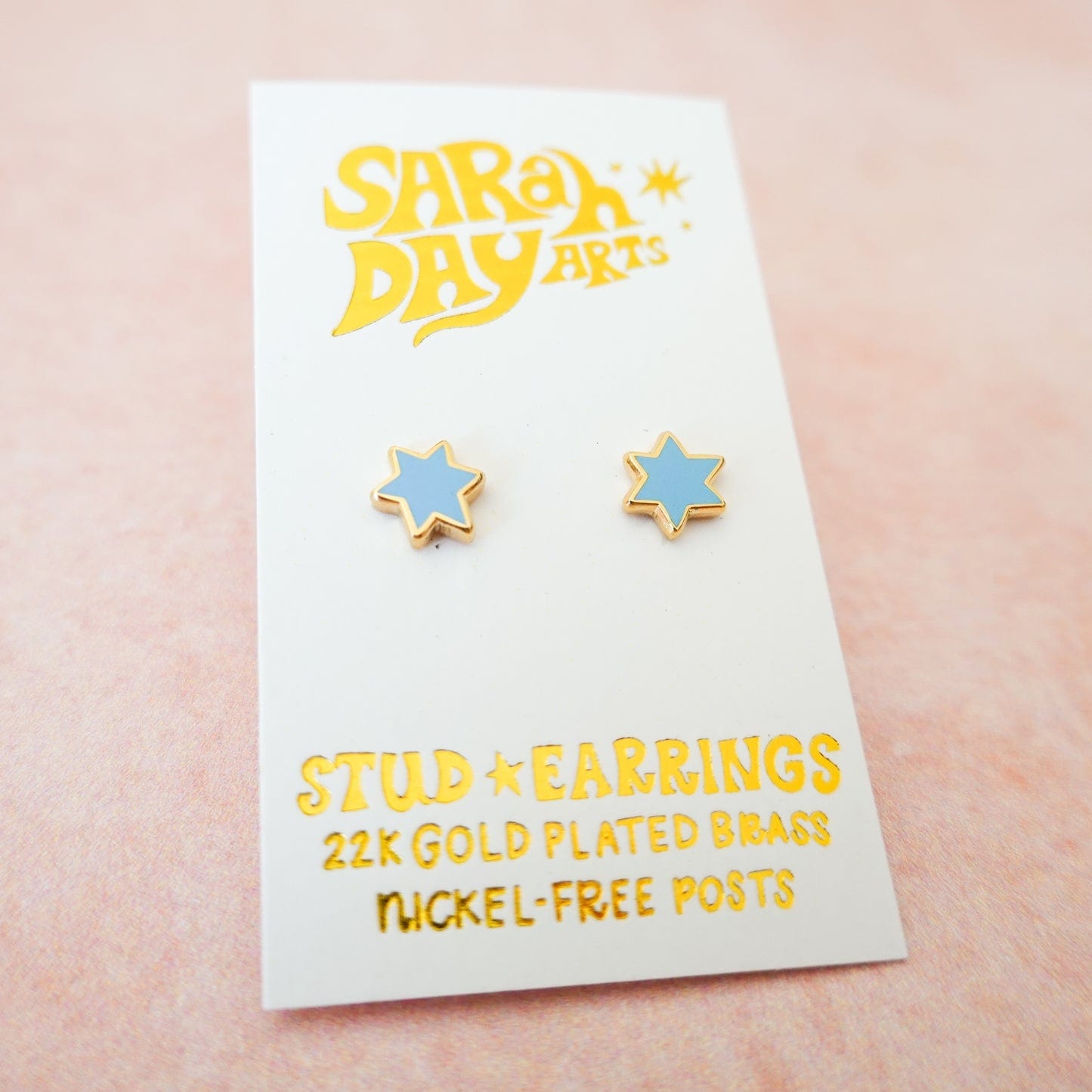 Mini Magen David Stud Earrings - Sky Blue、mySite、topwebapps