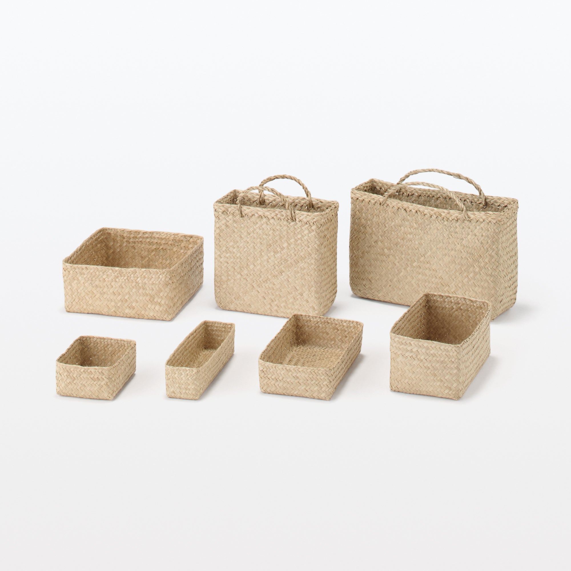  Seagrass Organizer Herringbone Rectangular Half Basket - Medium (W3.0 x D9.8 x H2.8)、mySite、sugarbowlscore