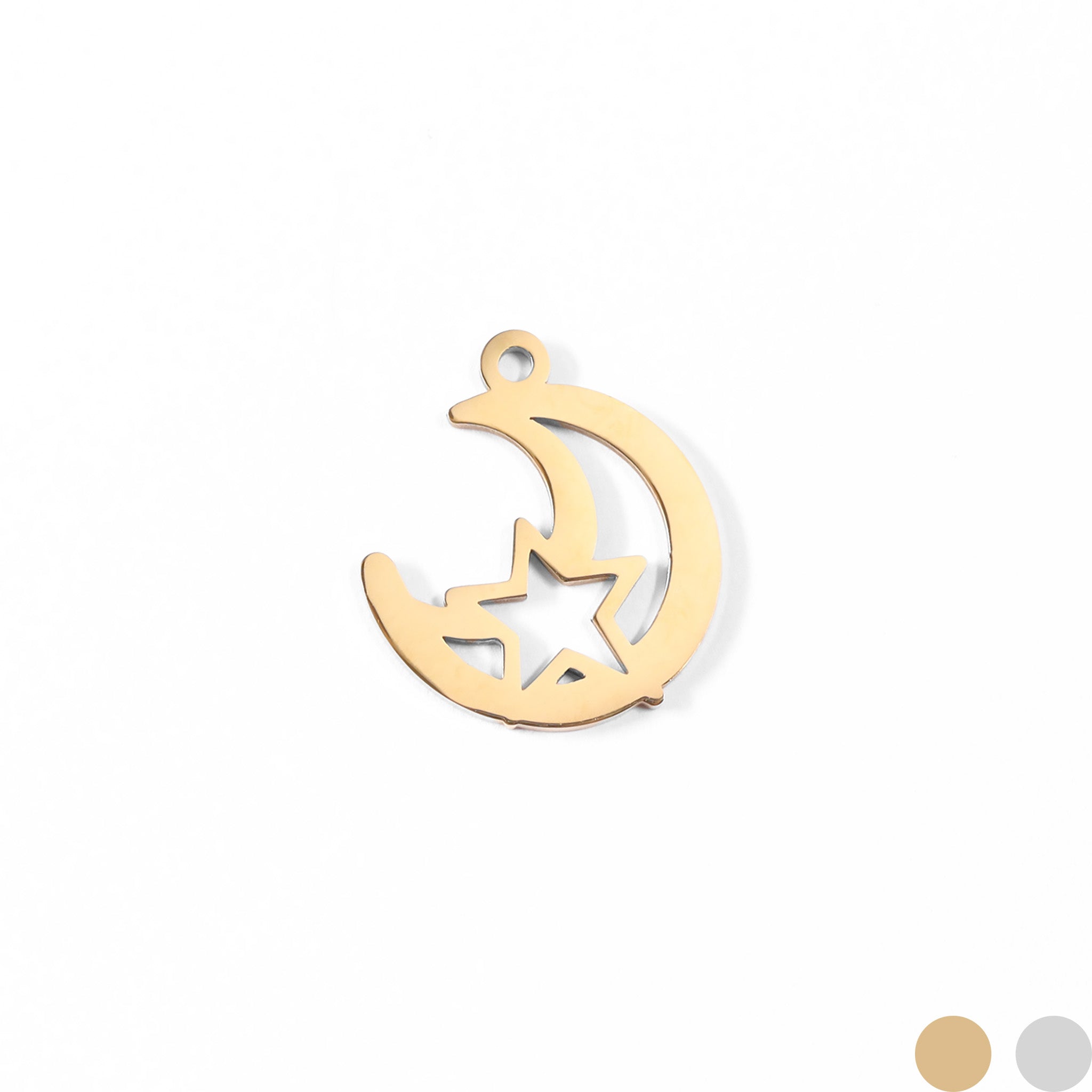 18K Gold PVD Stainless Steel Moon And Star Charm / PDL0019、mySite、dreamappss