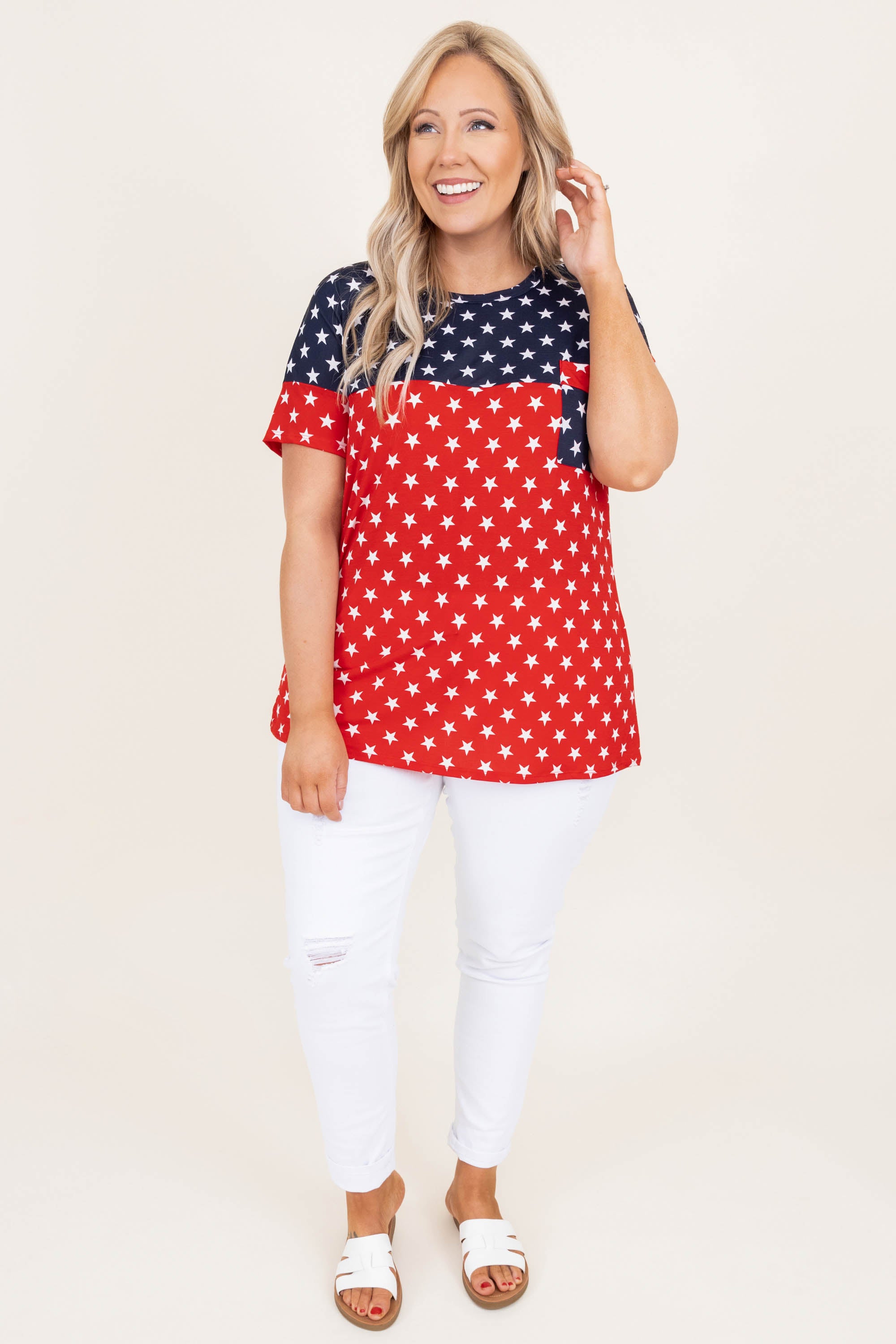  The Brighten Stars Top, Navy-Red、mySite、justintrudeaud