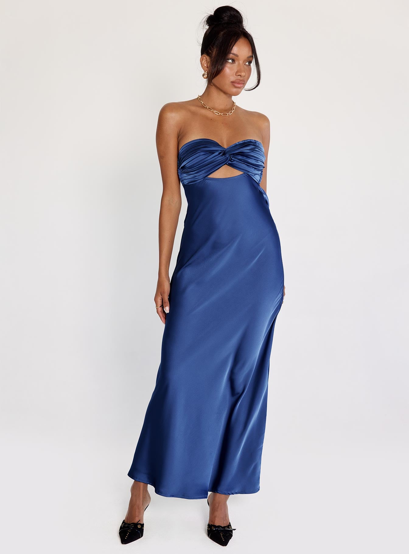 Faviola Strapless Maxi Dress Blue、mySite、solidvoid