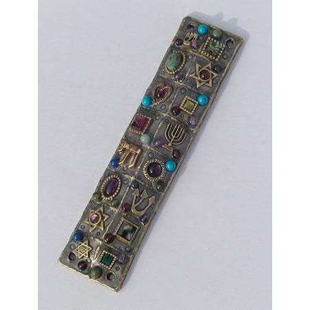 Michal Golan Abalone, Amethyst, Garnet, Turquoise Mezuzah、mySite、topwebapps
