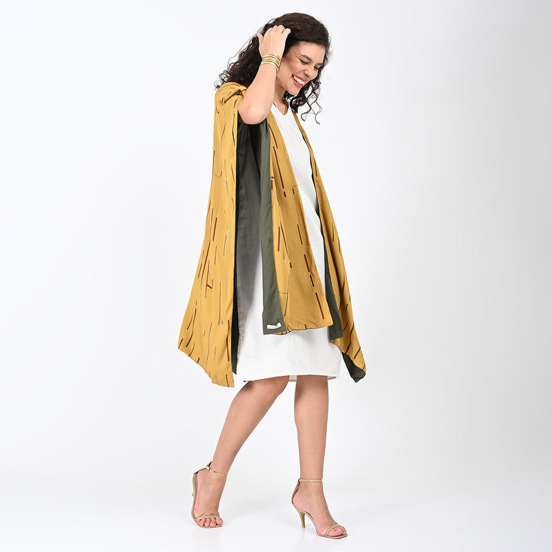 Modal Printed Co Ord Set For Women | Overlay & Dress | Mustard & Cream、mySite、camillekostekn