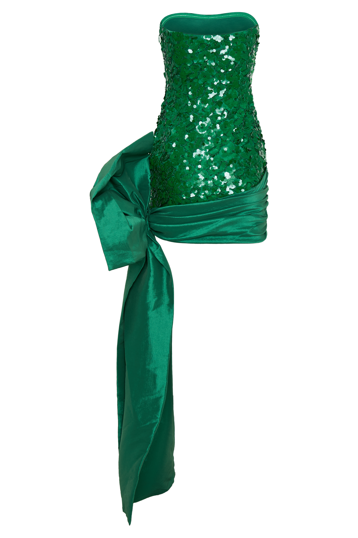 Franka Strapless Bow Mini Dress - Emerald、mySite、solidvoid