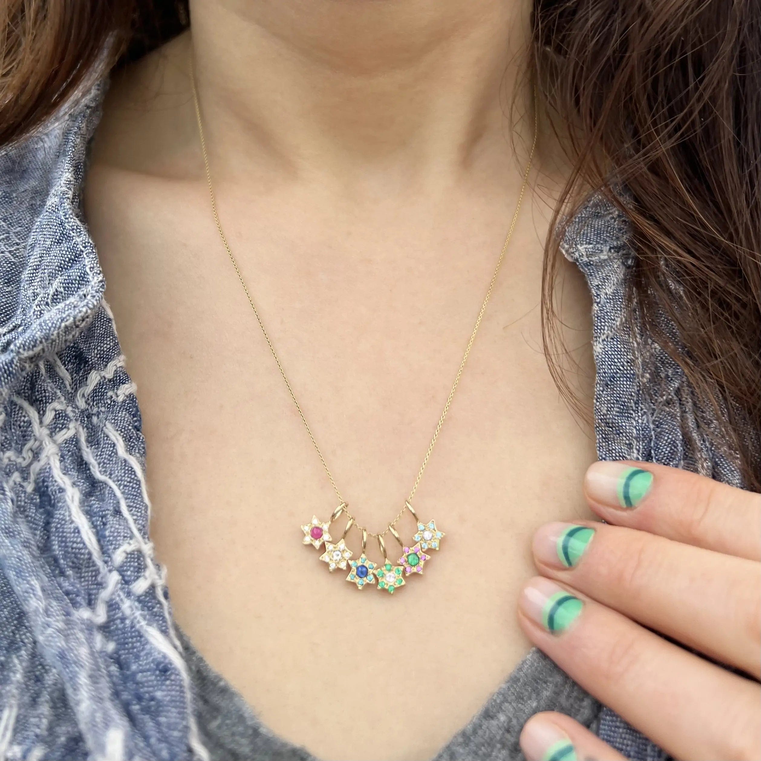 Custom Stones Star of David Necklace by Elisa Solomon - 14k Yellow, Rose or White Gold、mySite、topwebapps