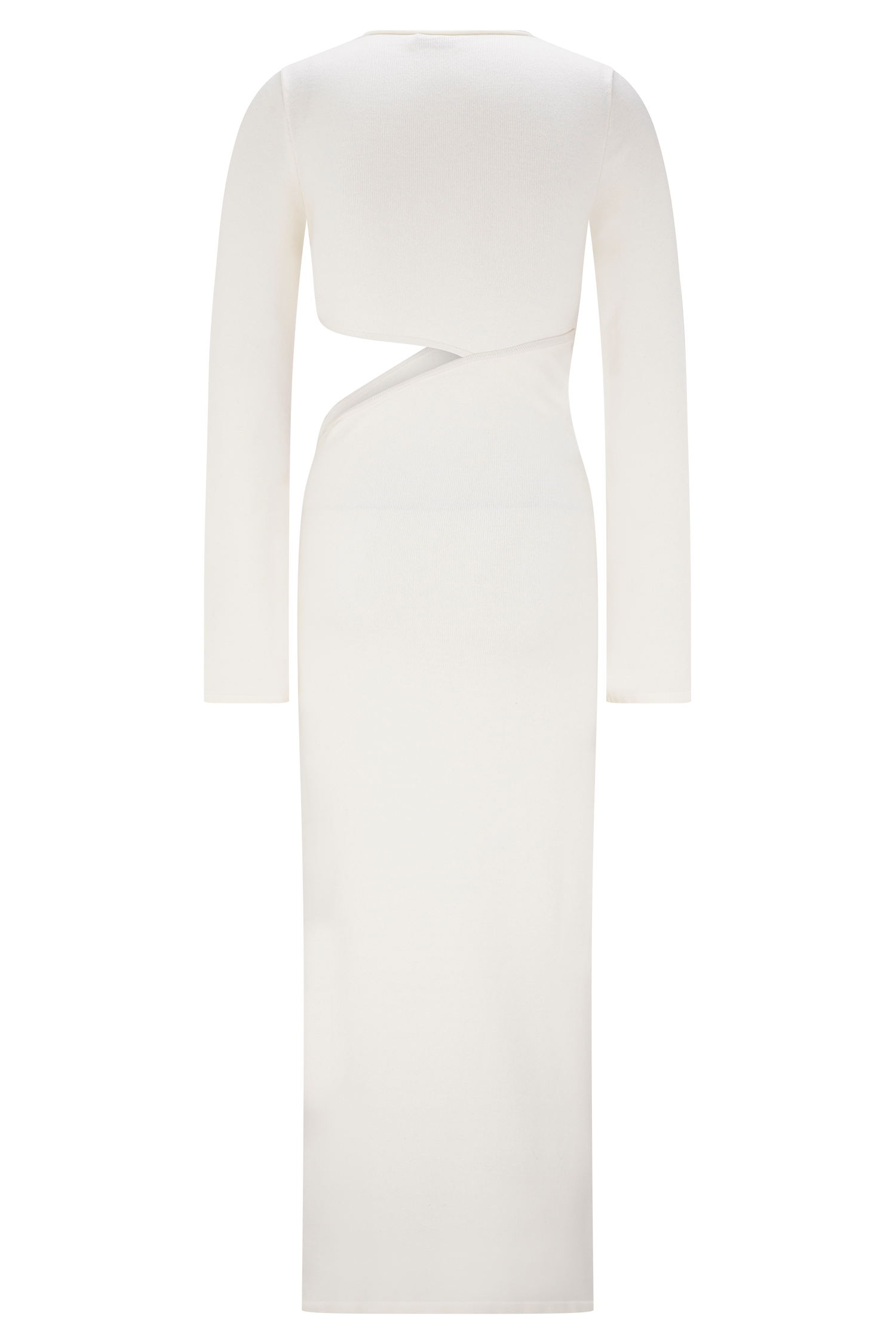 Azariah Long Sleeve Knit Midi Dress - Ivory、mySite、solidvoid
