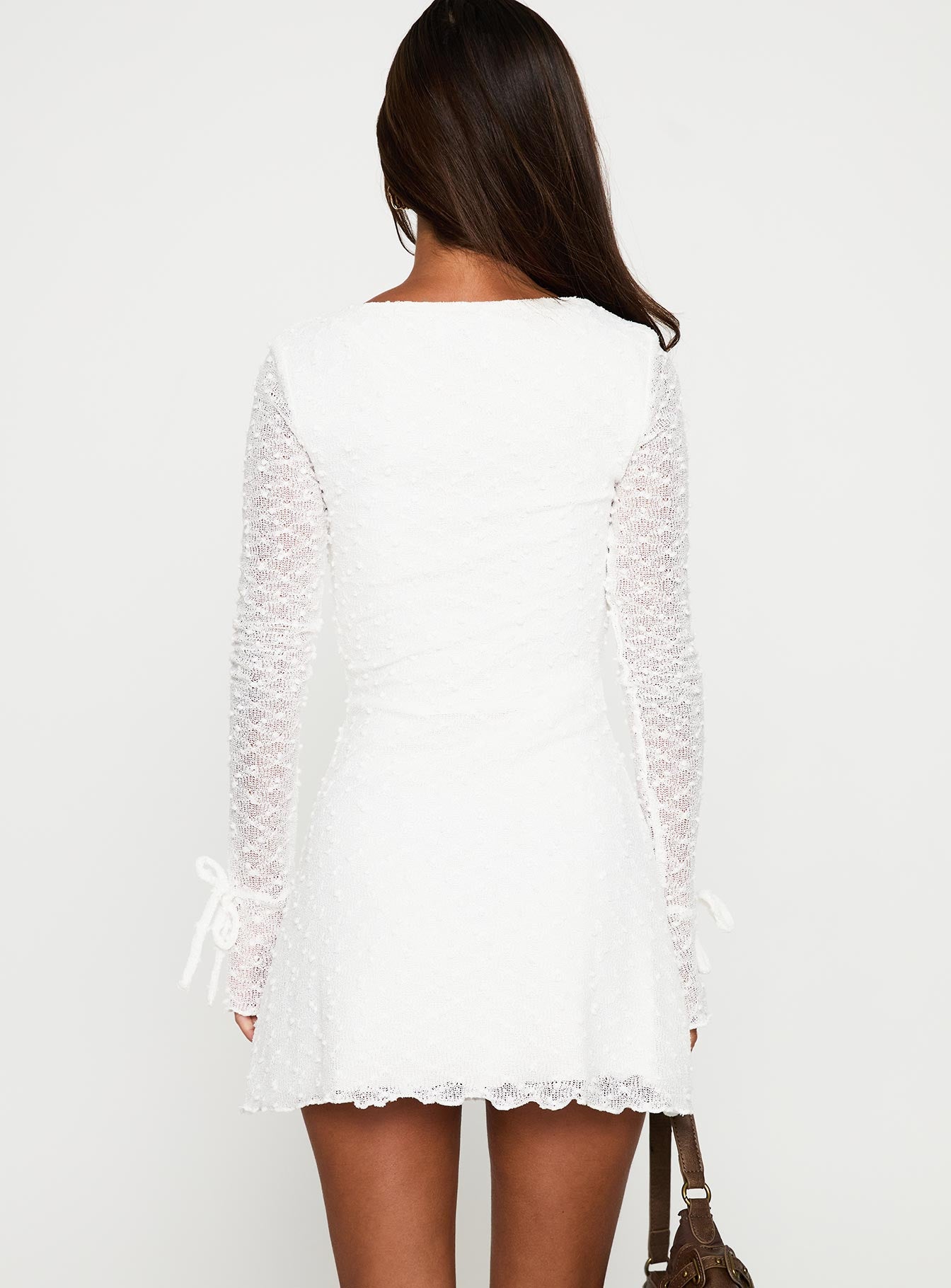 Dalzine Long Sleeve Mini Dress White、mySite、solidvoid