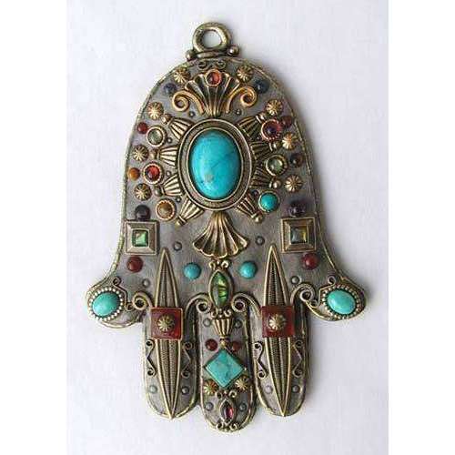 Michal Golan Garnet and Turquoise Hamsa Wall Plaque、mySite、topwebapps