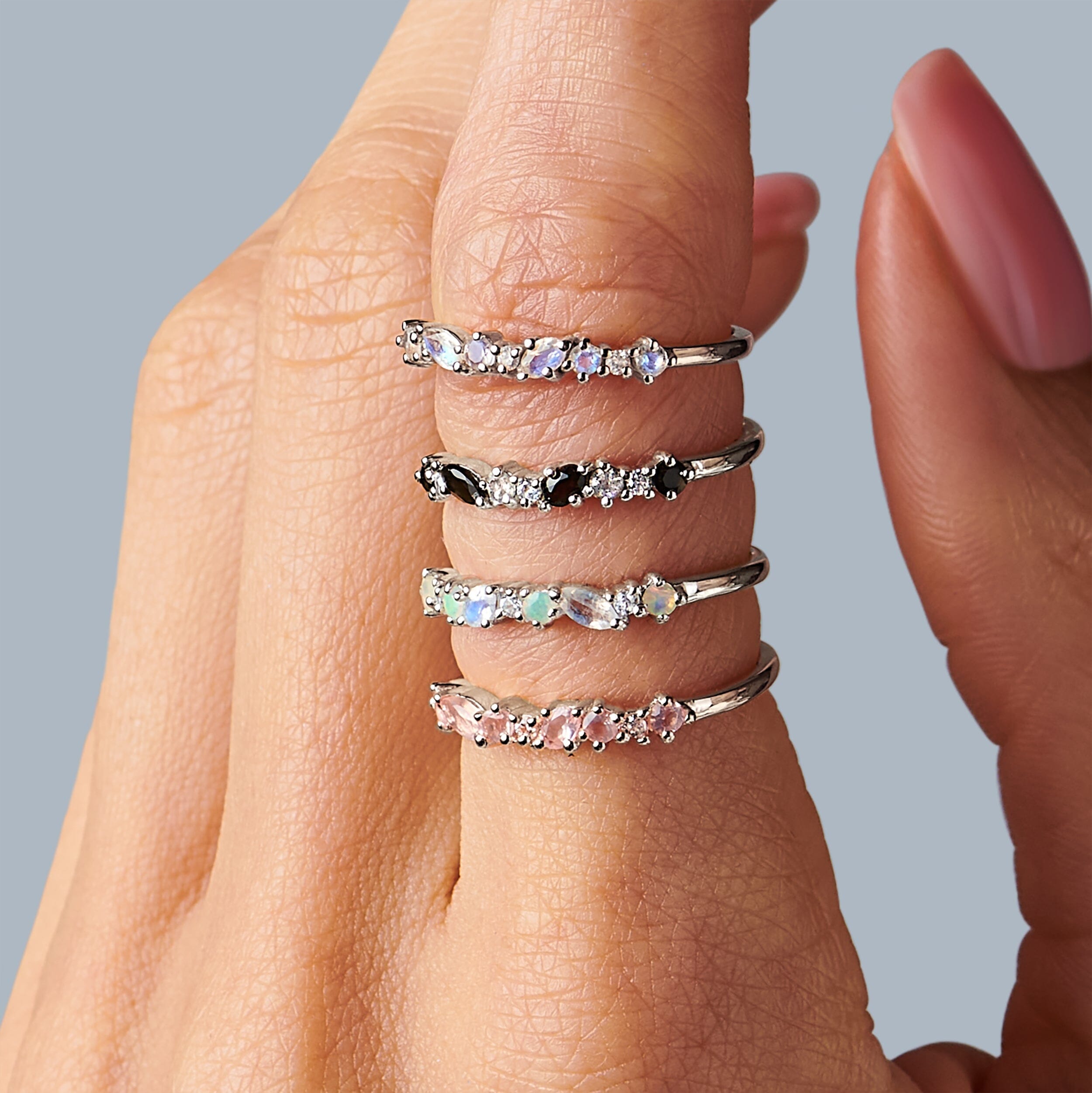 Black Obsidian White Zircon Ring - Grace、mySite、hinf8tx79