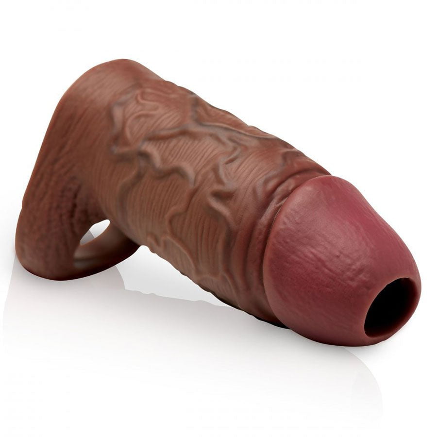 Dark Skin XL Girth Open Tip Silicone Penis Extension Sleeve、mySite、bottomscart