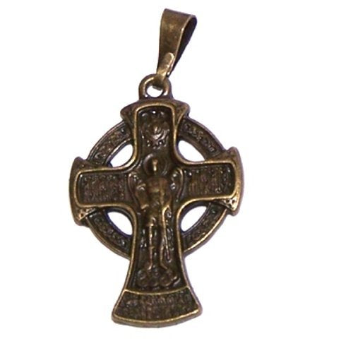 Celtic / Russian Crucifix bronze tone necklace - design based on Fedorov designer - 60cm strap with clasp、mySite、topwebapps