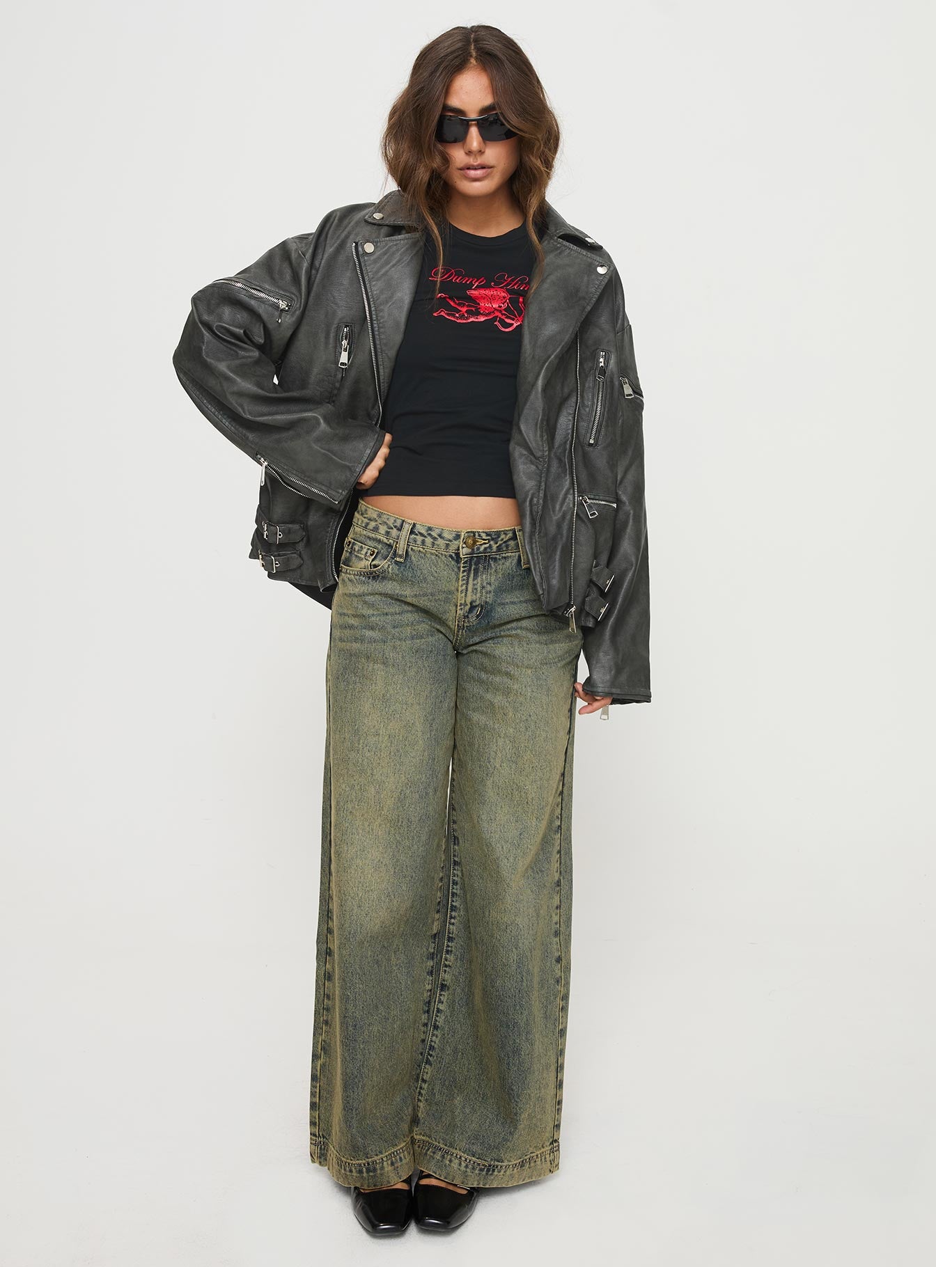 Magnets Faux Leather Jacket Washed Charcoal、mySite、solidvoid