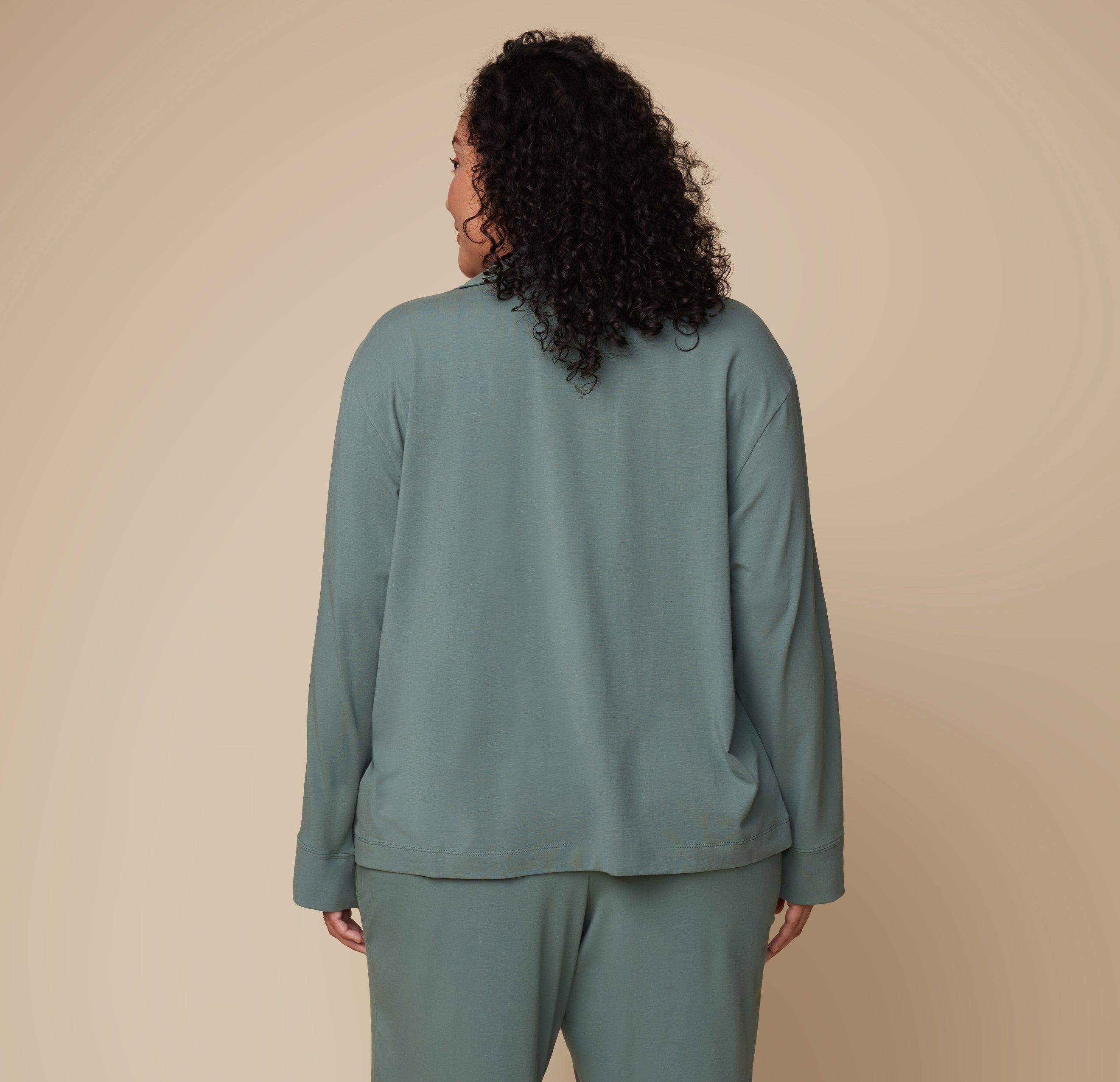 Perfect Pima Long Sleeve PJ Shirt - Rainforest、mySite、bengalsvssteelers