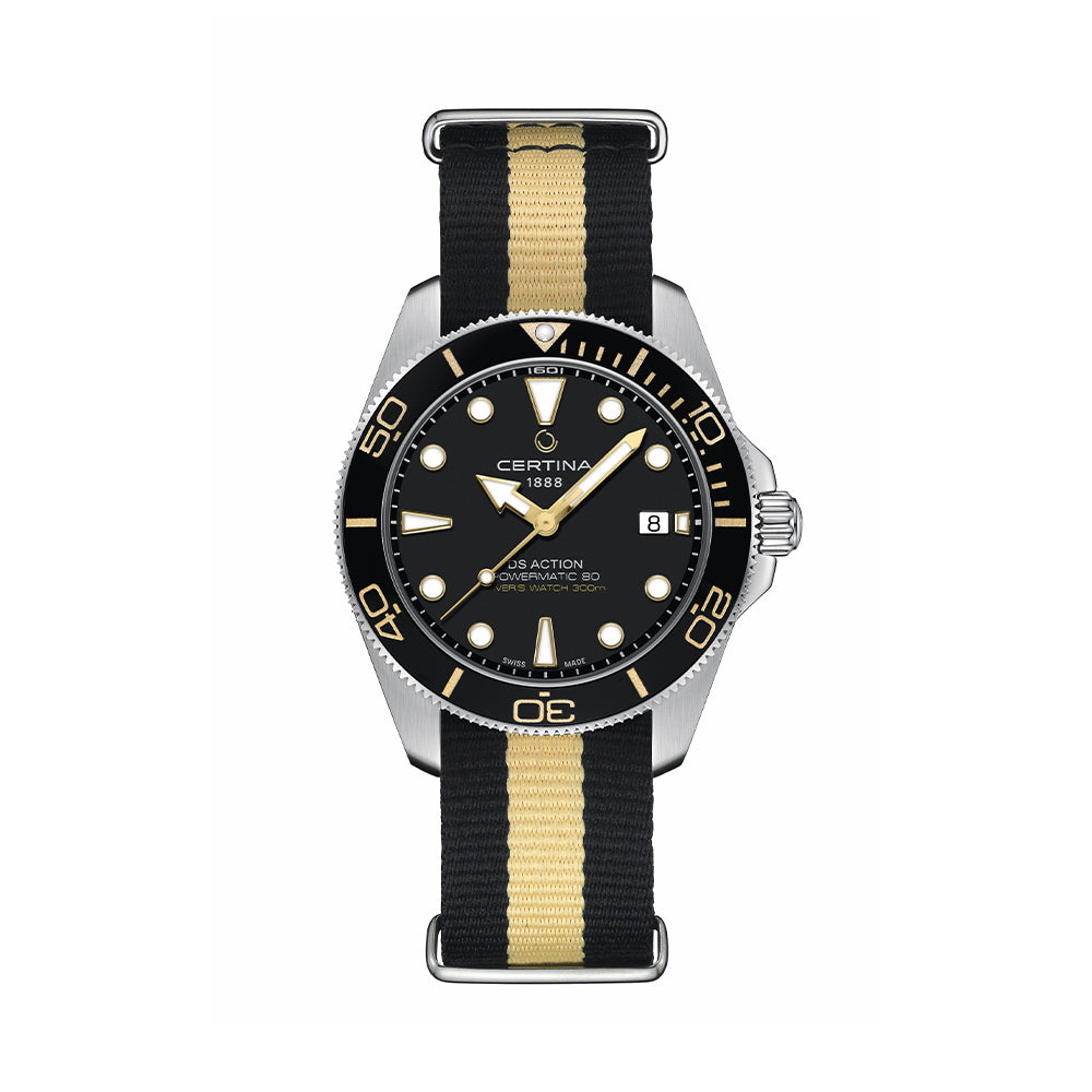  DS Action Diver 40.5mm - Black on Two-Piece Strap