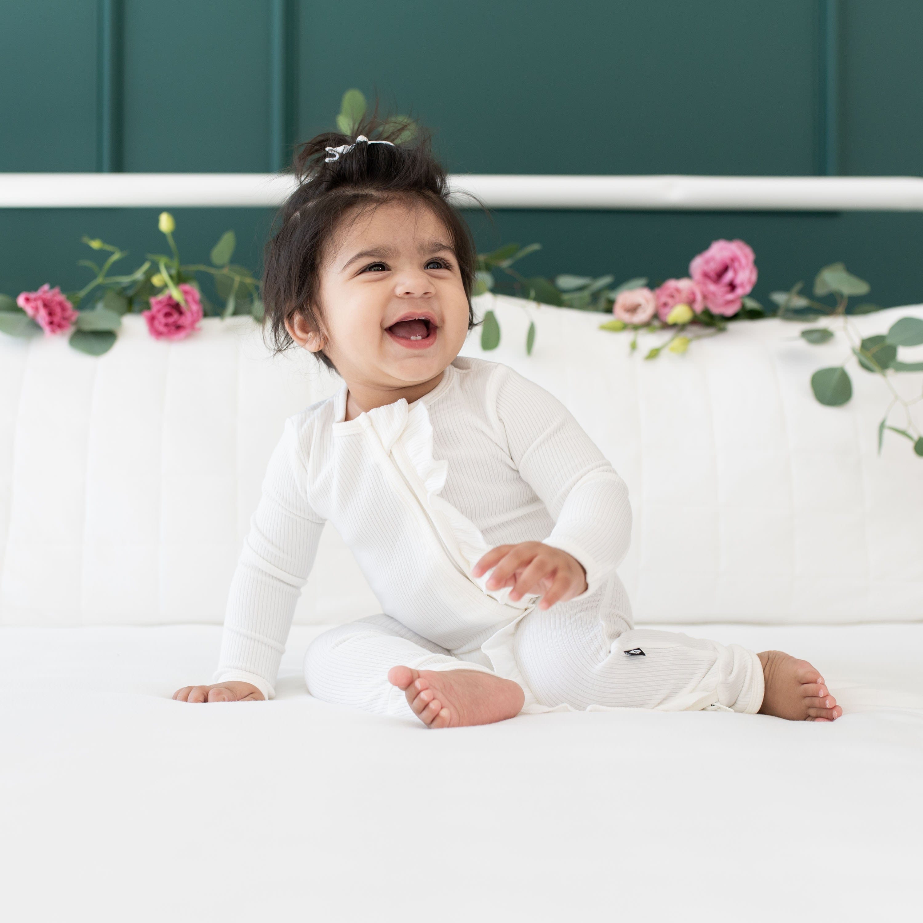  Ribbed Ruffle Zipper Romper in Cloud、mySite、layawaytickets