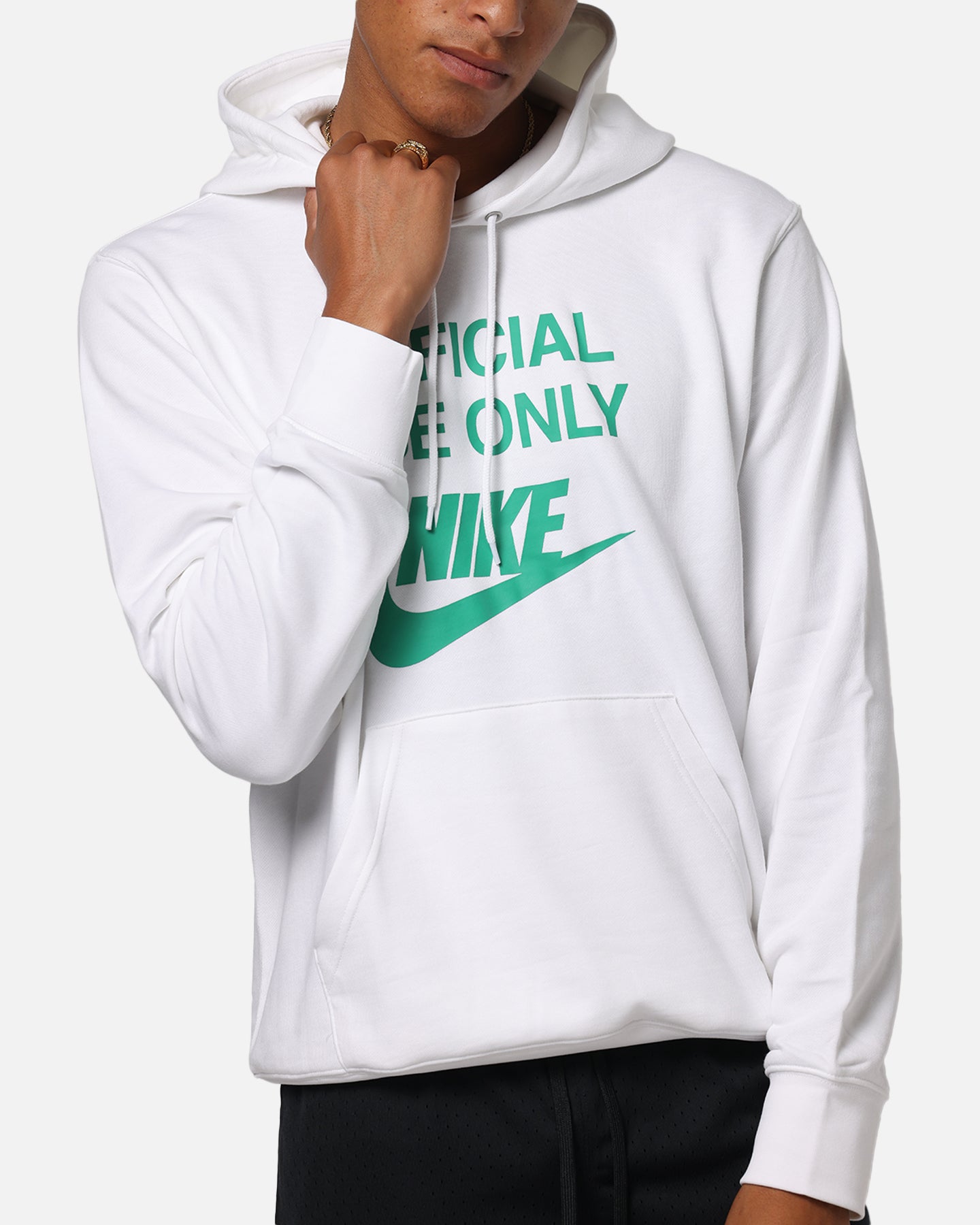 Nike Club French Terry Pullover Hoodie White/White/Green、mySite、zt4zffjzw