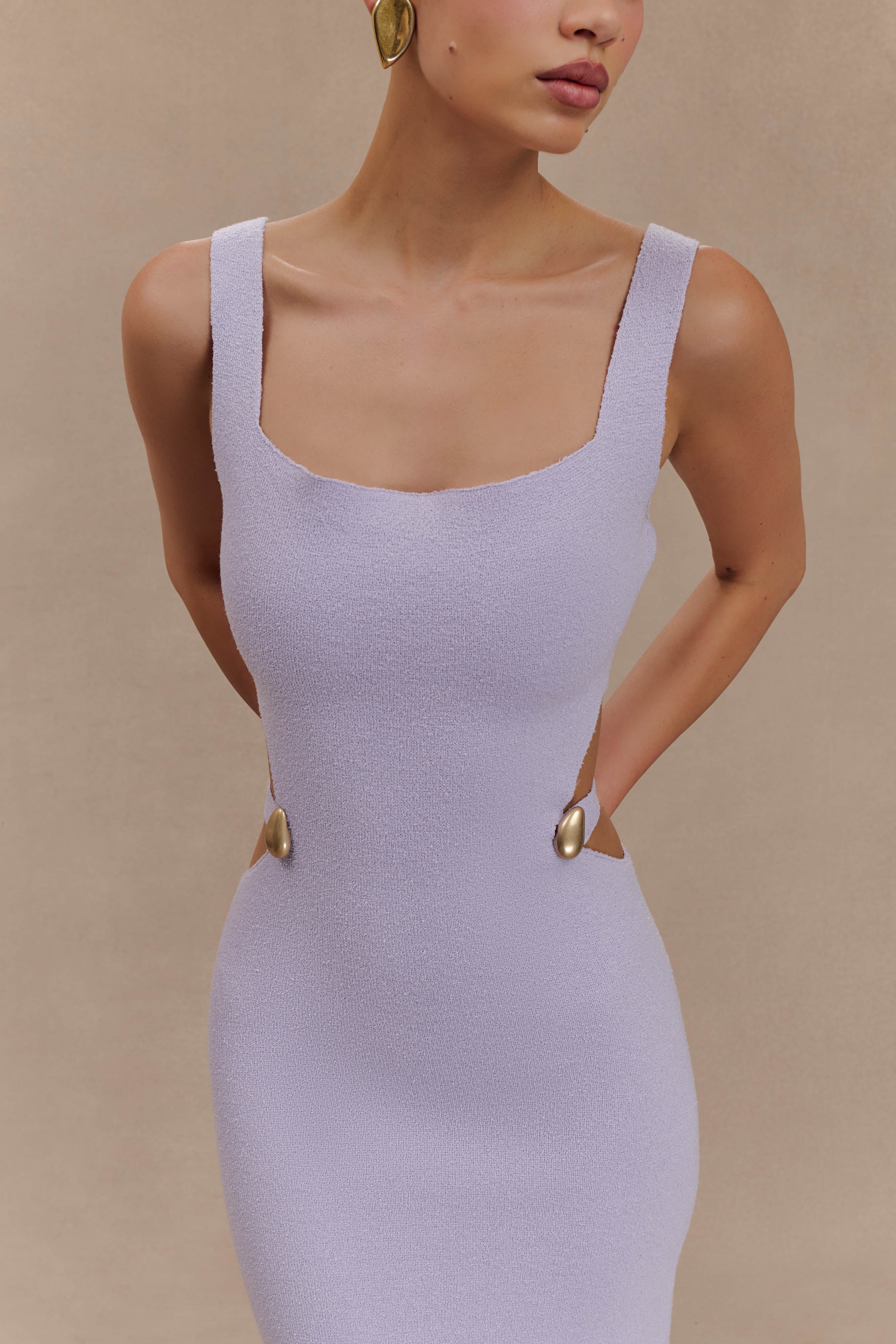 Alysanne Cut Out Knit Maxi Dress - Lilac、mySite、solidvoid